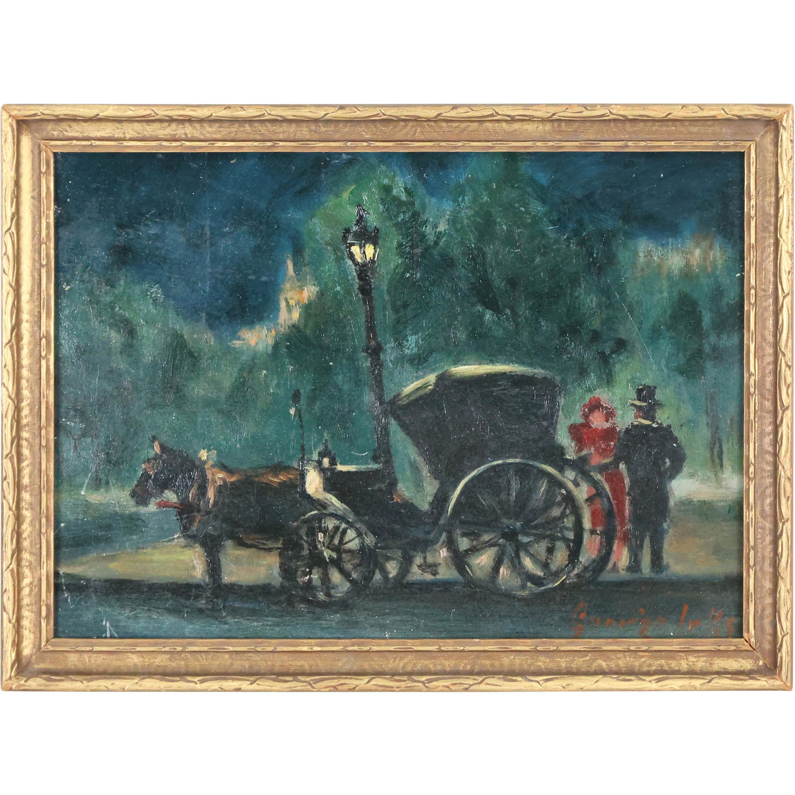 George Luks; American Oil Central Park Coach Signed (1 of 14)