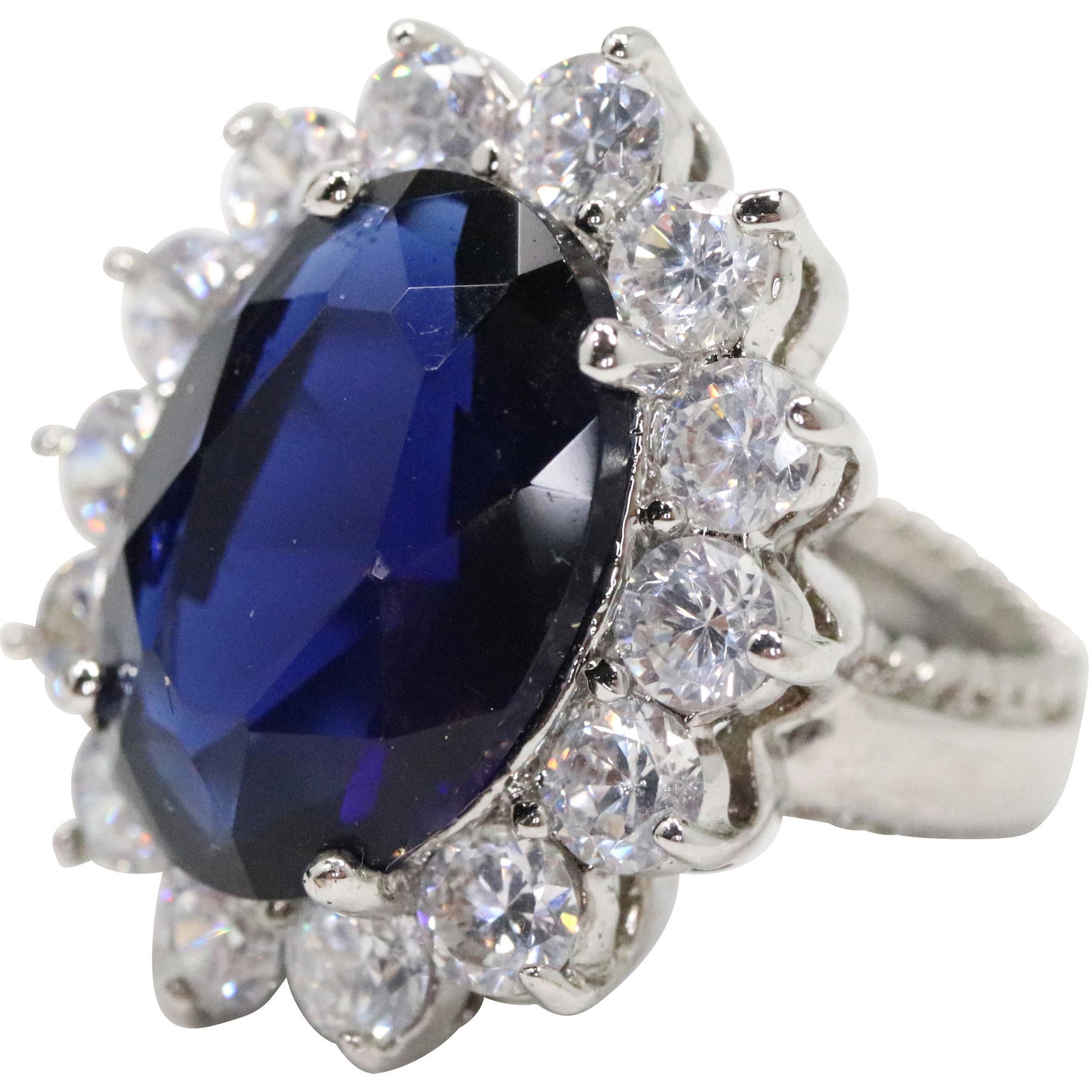 Fancy Costume Sapphire & CZ Ring Size 8 (1 of 6)