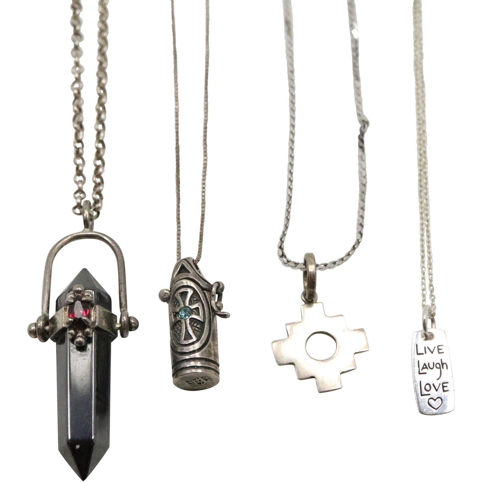 [4] Assorted .925 Sterling Silver Pendant Necklaces (1 of 9)