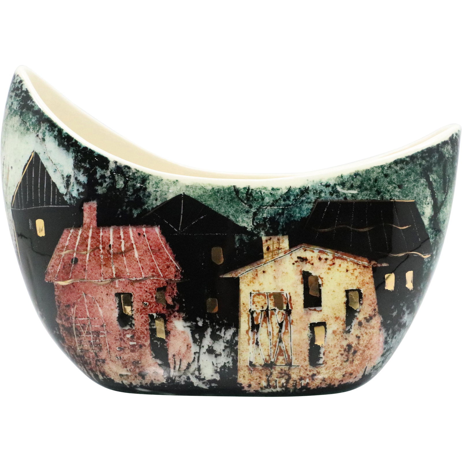 Sascha Brastoff, California Pottery Bowl / Vase, Houses (1 of 9)