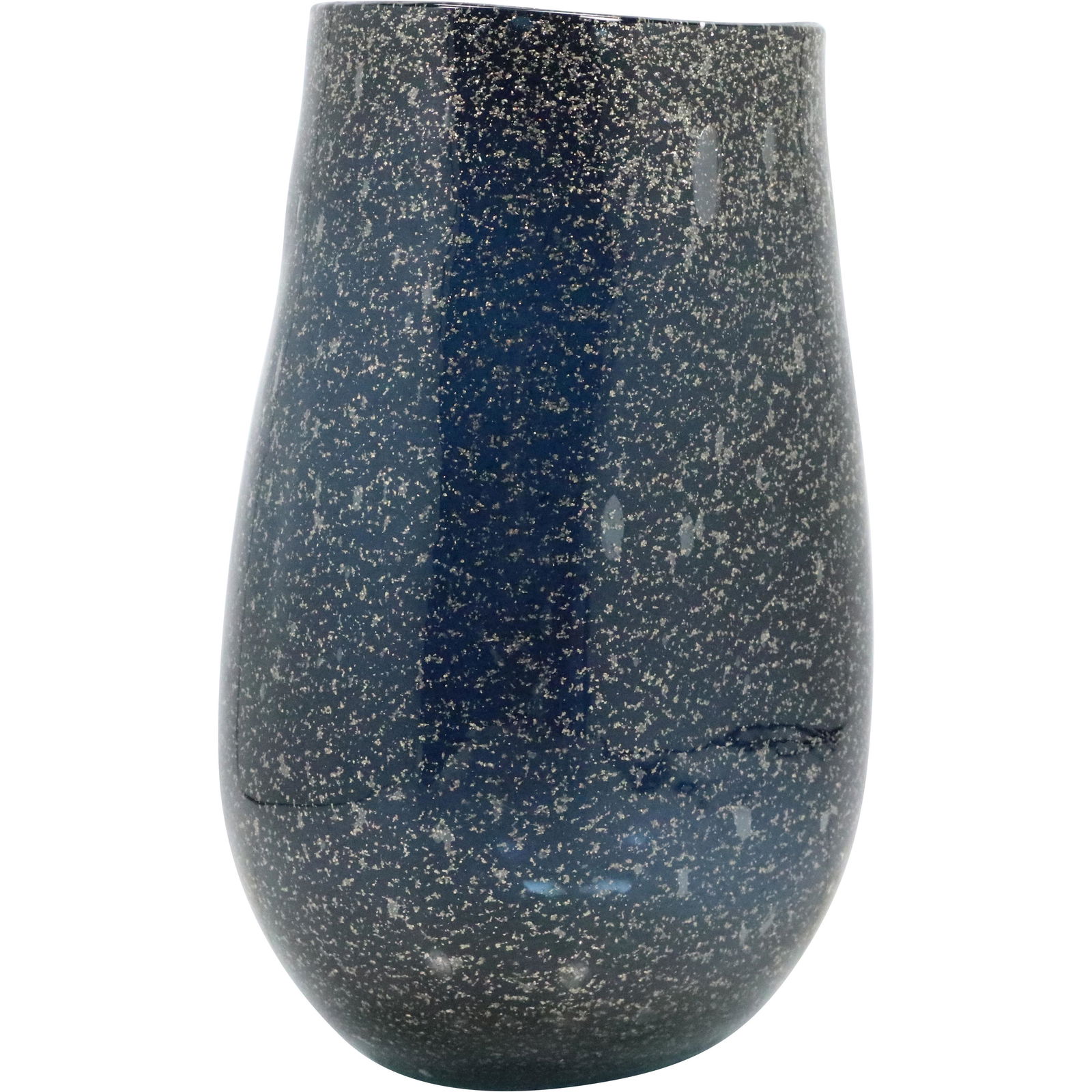Hand Blown Gold Fleck Speckled Cobalt Blue Murano Vase (1 of 7)