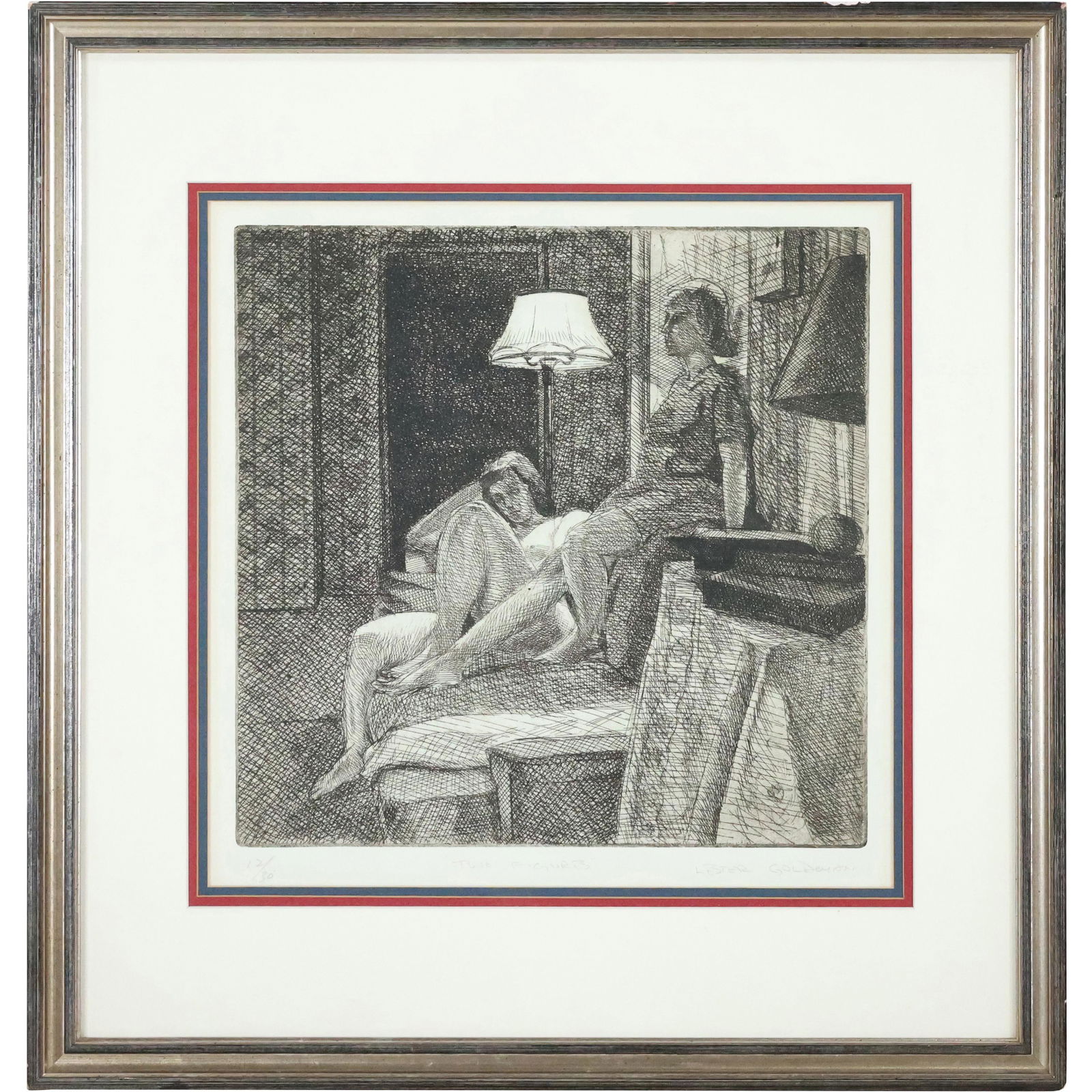 Lester Goldman 1942-2005, Etching "Two Figures" #12/30 (1 of 11)