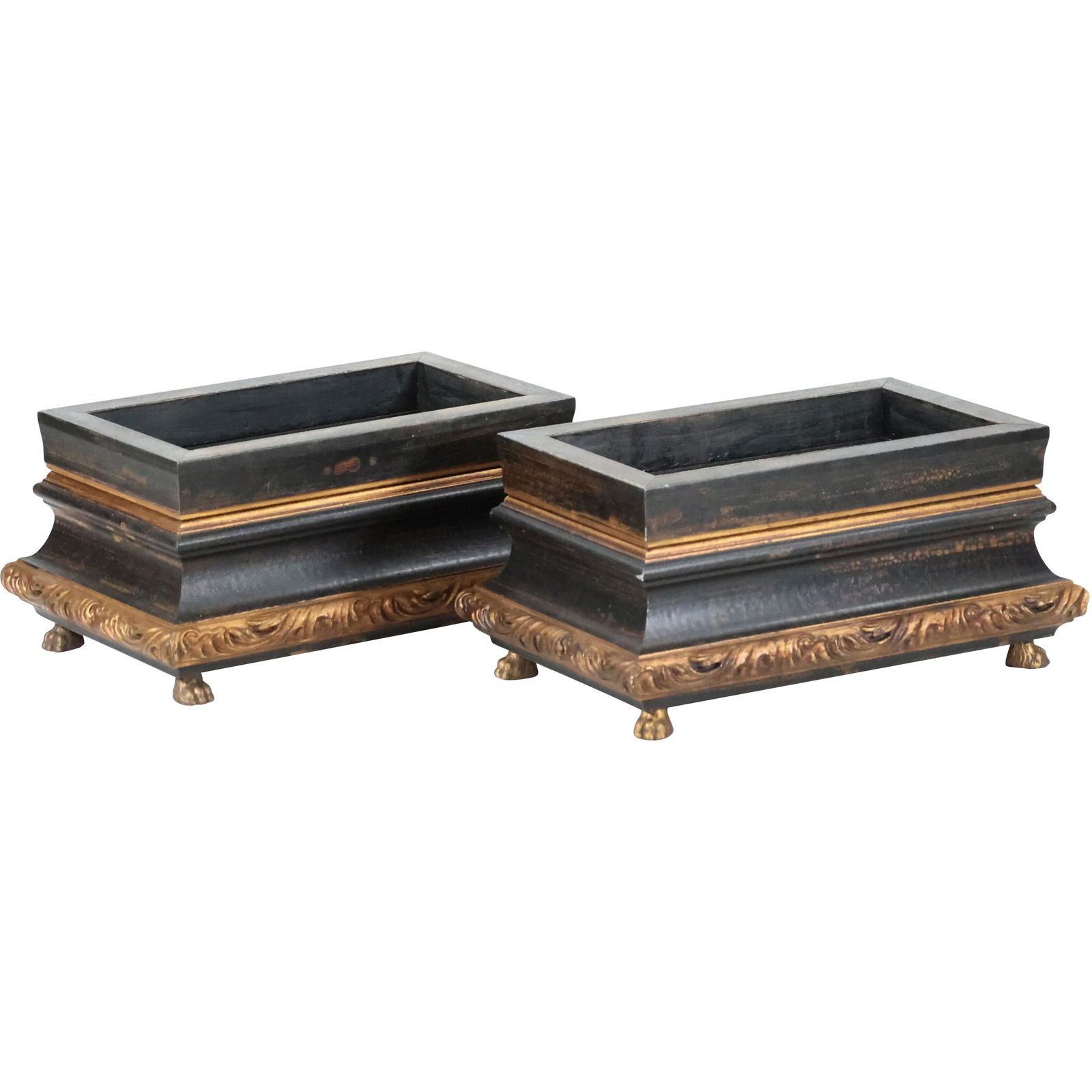 [2] Wooden Continental Box Planters Gold Gilt Base (1 of 5)