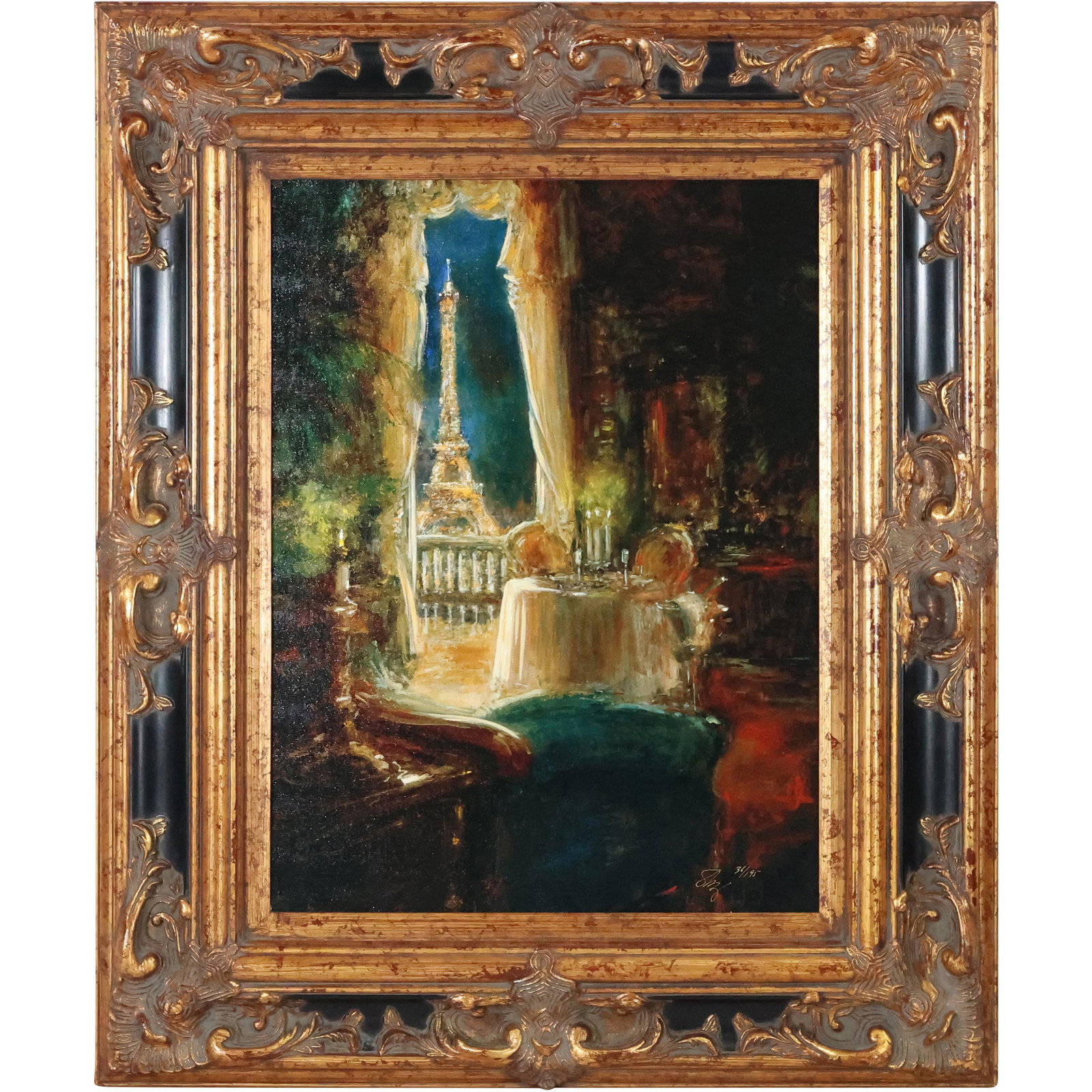 Stephen Charles Shortridge, Giclee Paris Rendezvous COA: Stephen Charles Shortridge, Giclee on canvas #35/195, Paris Rendezvous, signed COA on verso. Framed. size: 24 x 18, outside of frame 35 x 29