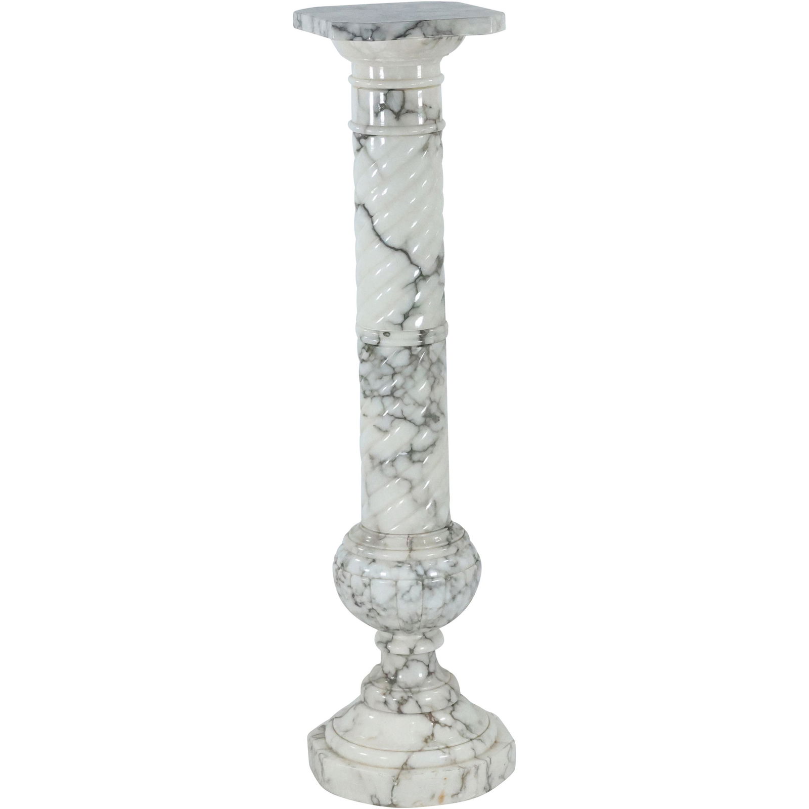 Polished White Marble Classical Column Pedestal (1 of 7)