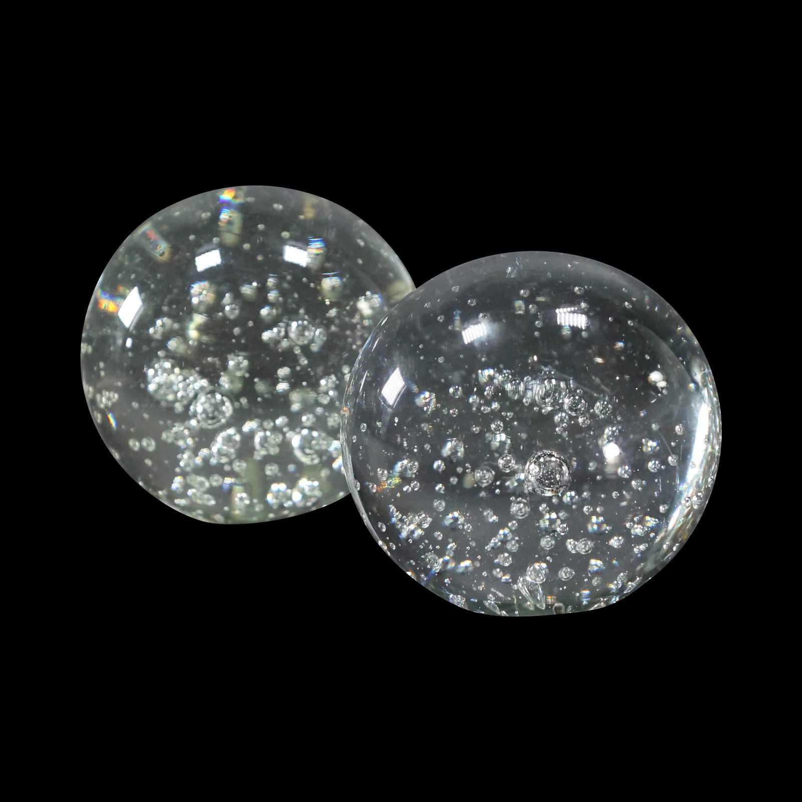 [2] Clear Art Glass Paperweights with Bubbles (1 of 3)