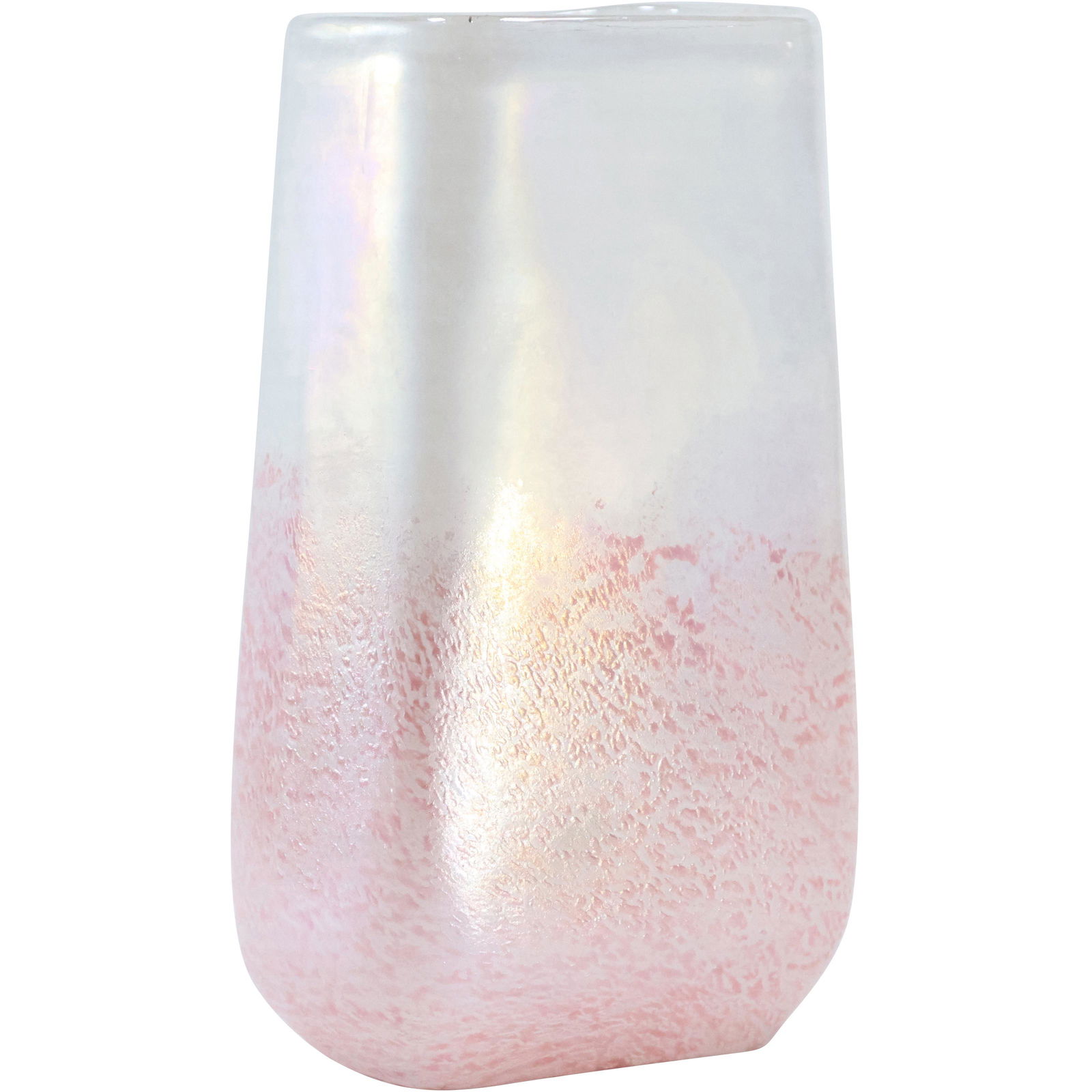 Pink Iridescent Art Glass Vase with Ground Pontil (1 of 4)