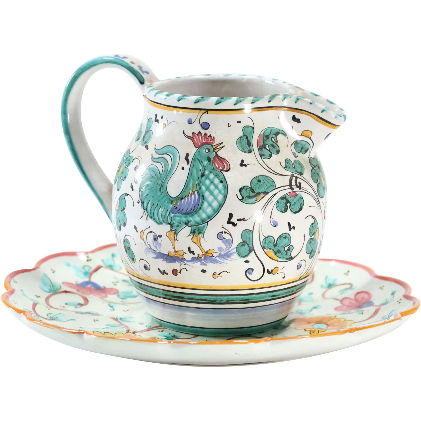 Italian Ceramic Rooster Pitcher with Under Plate (1 of 10)