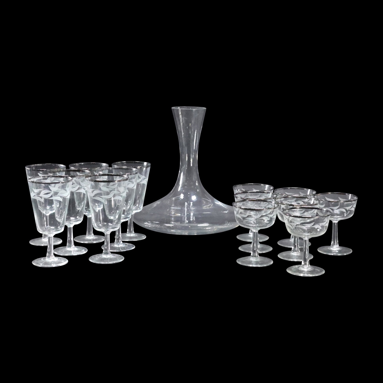 Glass Decanter and 14 Stemware Glasses in 2 Sizes (1 of 12)