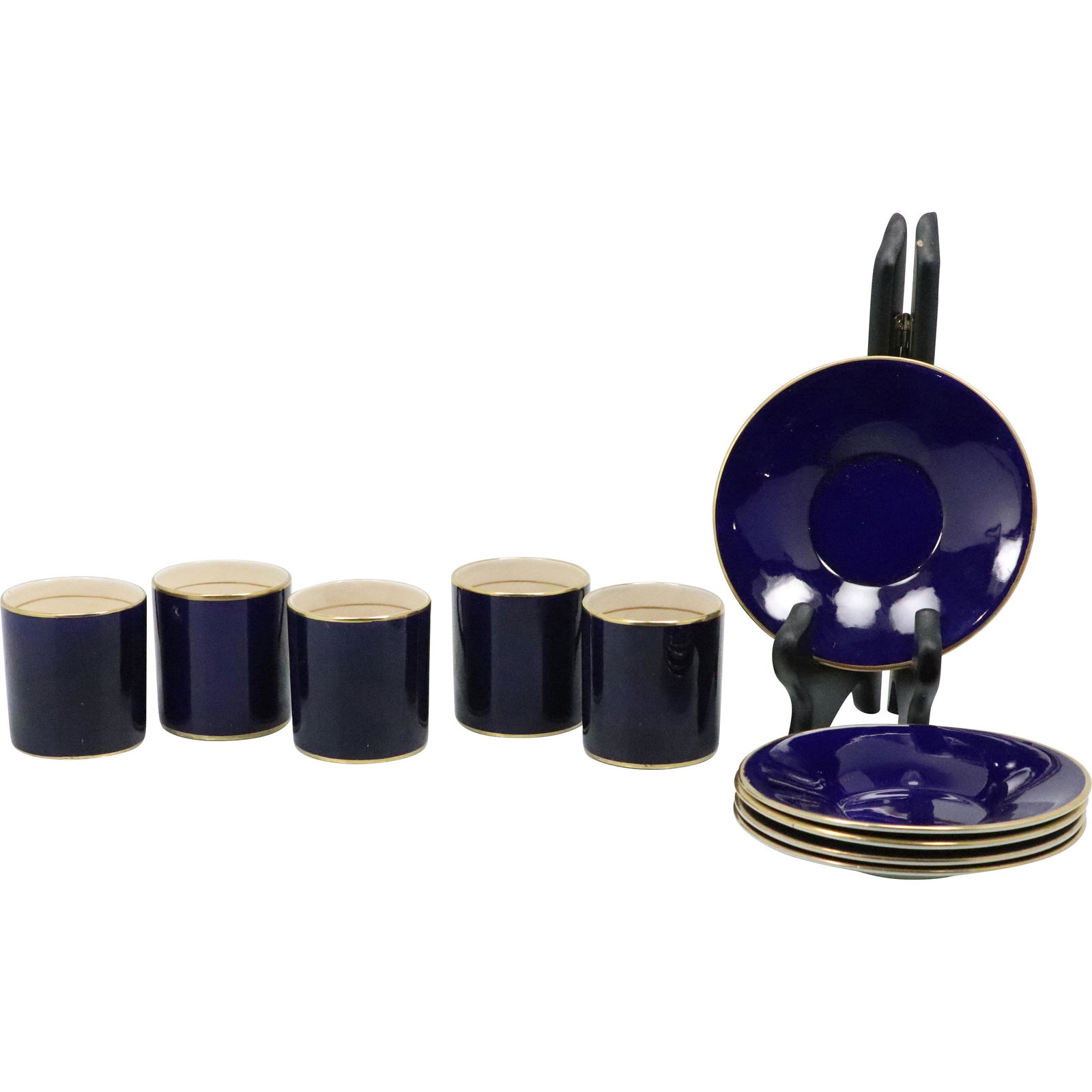 5  Fondeville Ambassador Ware Eng. Cobalt Cups, Saucers (1 of 11)