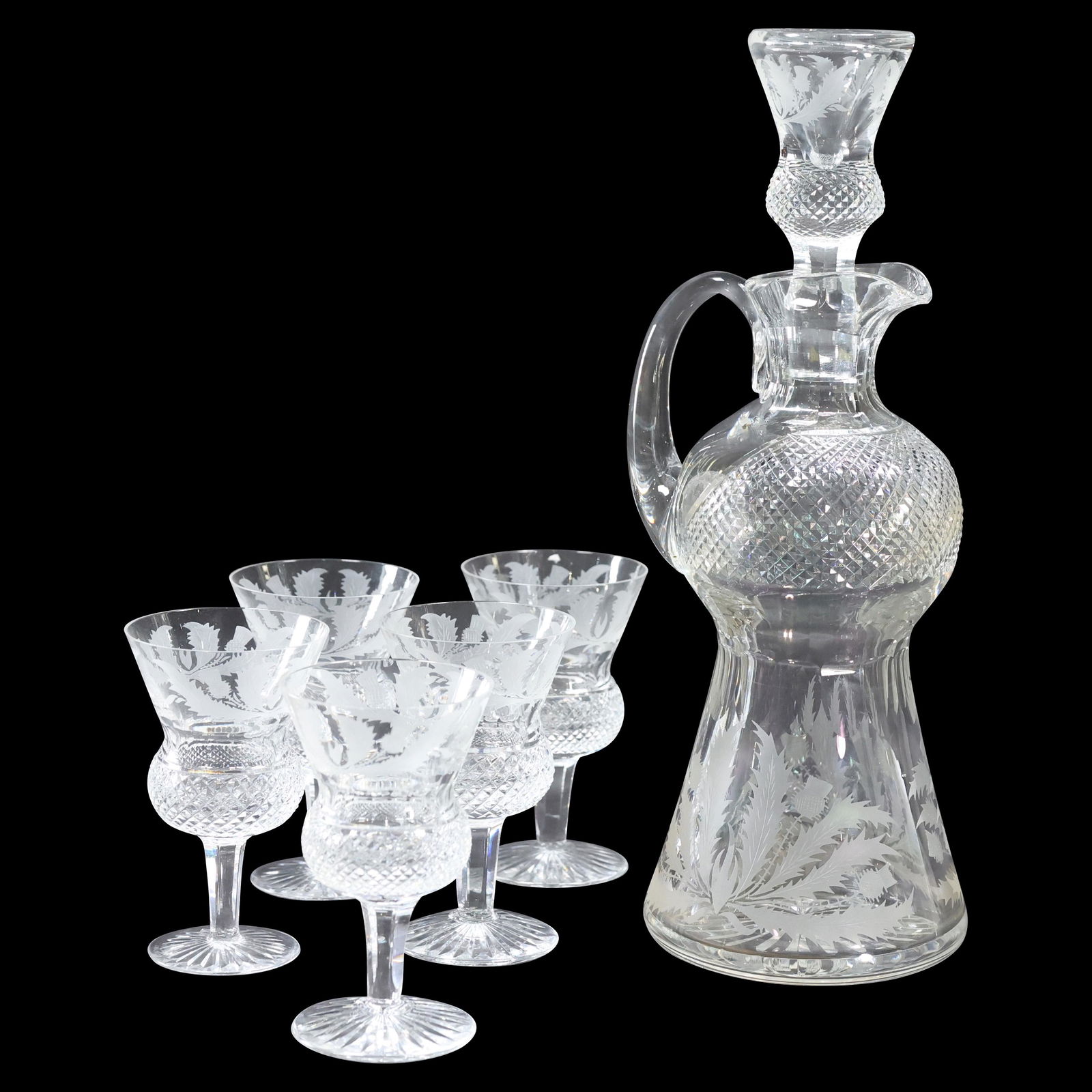 Edinburgh Scotland Crystal Thistle Pattern Sherry Glass (1 of 12)
