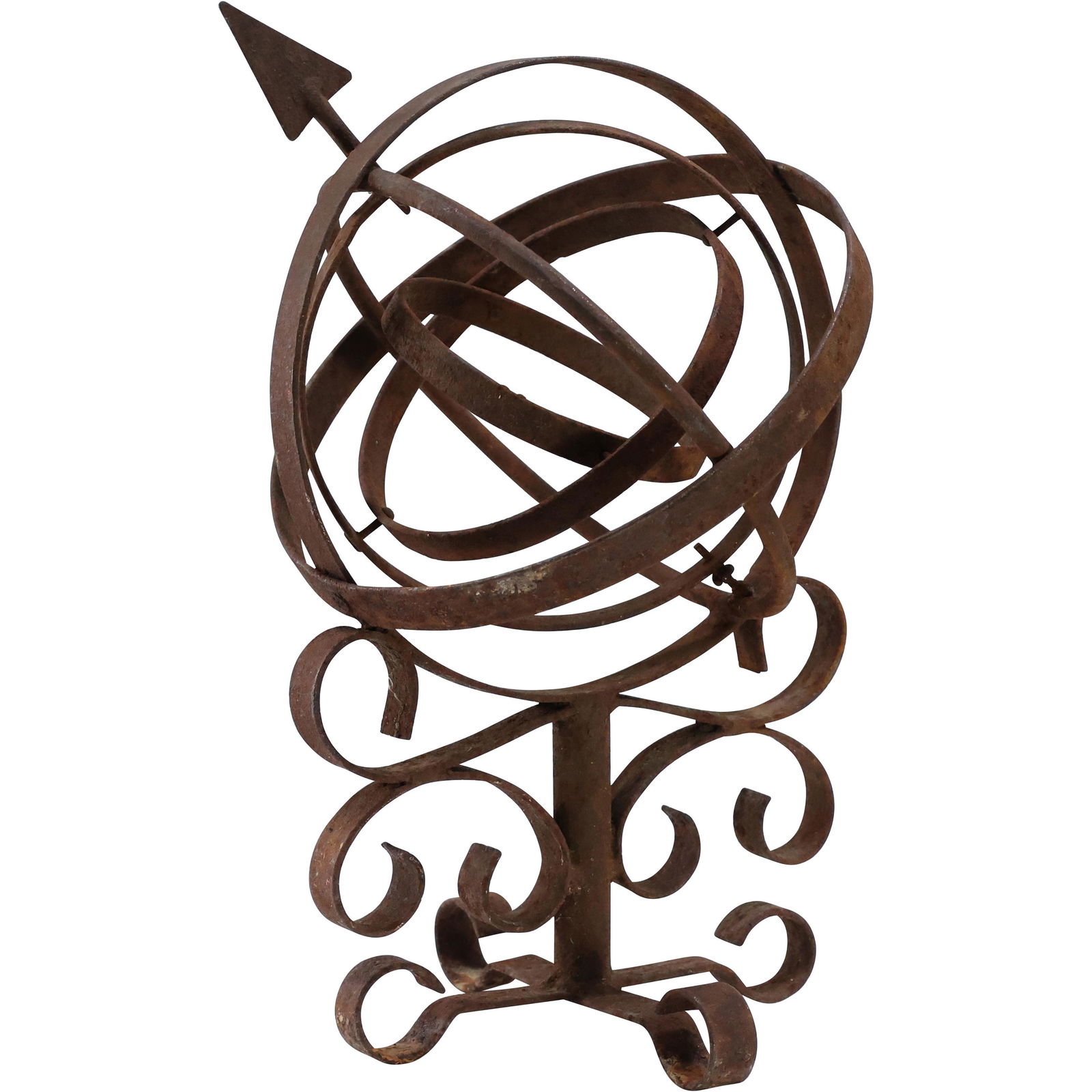 Rusty Metal Garden Orbital Sun Dial: Rusty Metal Garden Orbital Sun Dial. size: 15 x 10