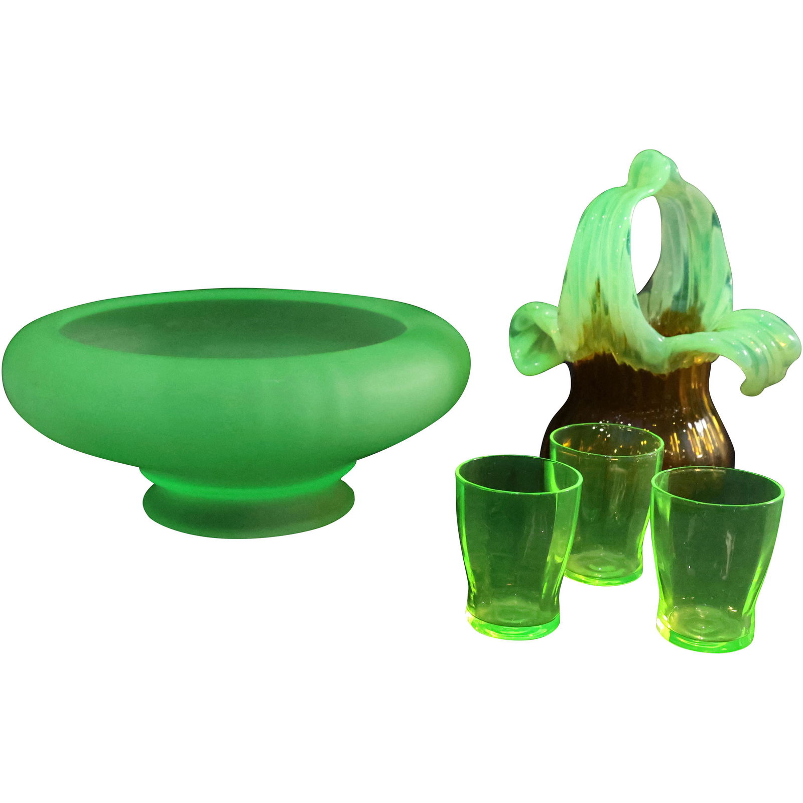 [5] Assorted Vintage Vaseline Glass Items - Glows (1 of 13)