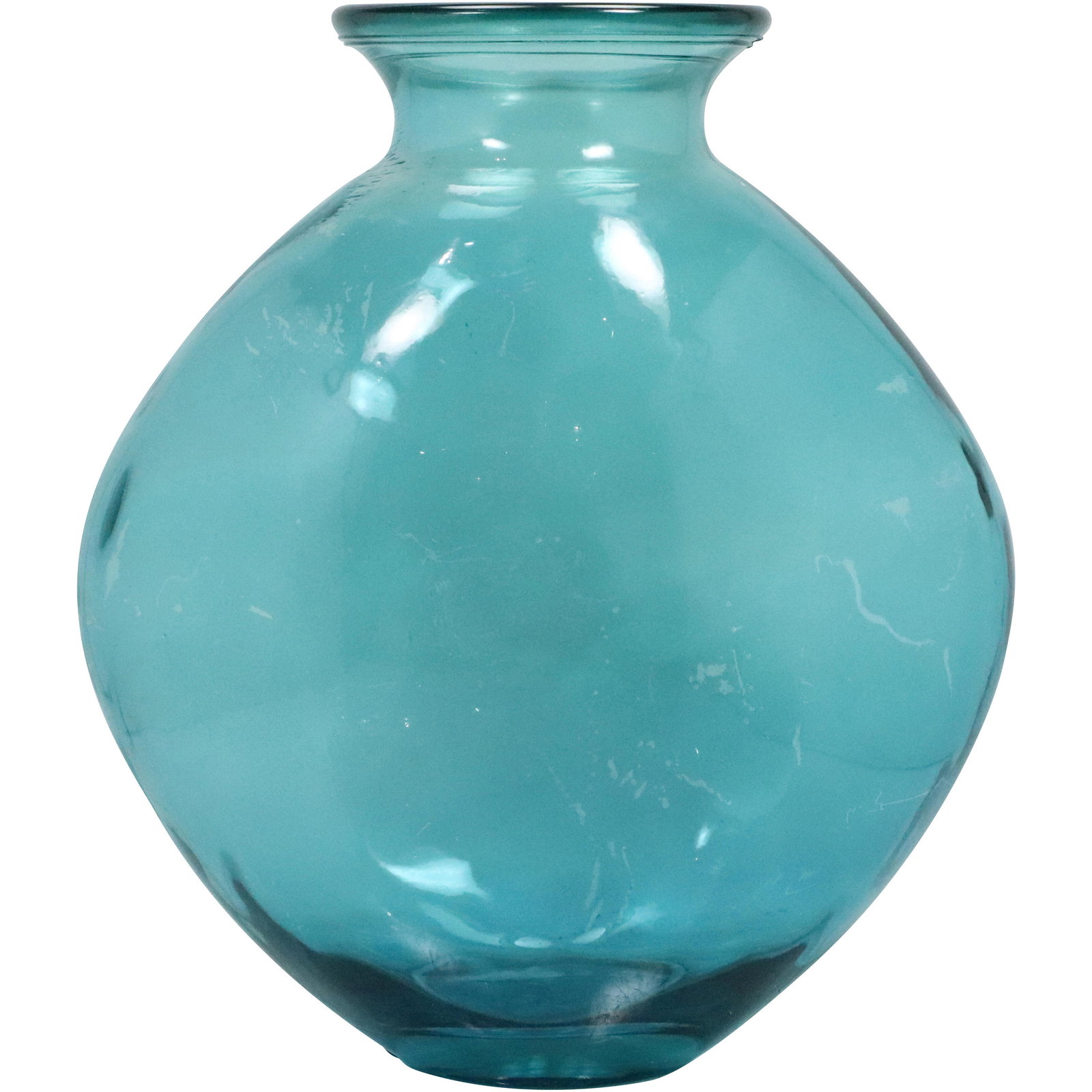 Large Melon Shape Blue Glass Vase (1 of 7)