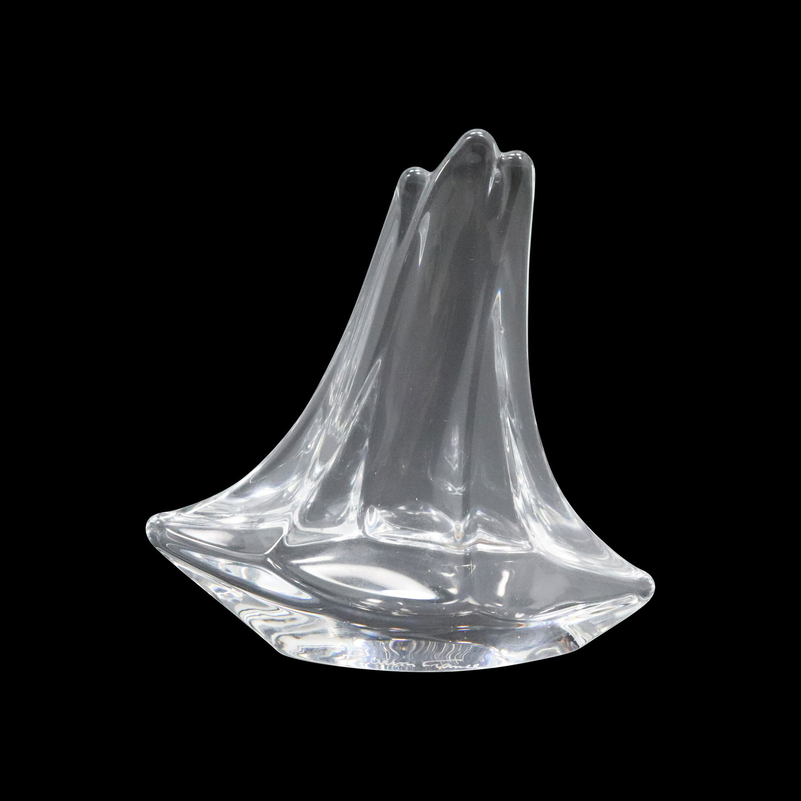 Signed DAUM FRANCE Crystal Glass Sail Boat Sculpture (1 of 5)