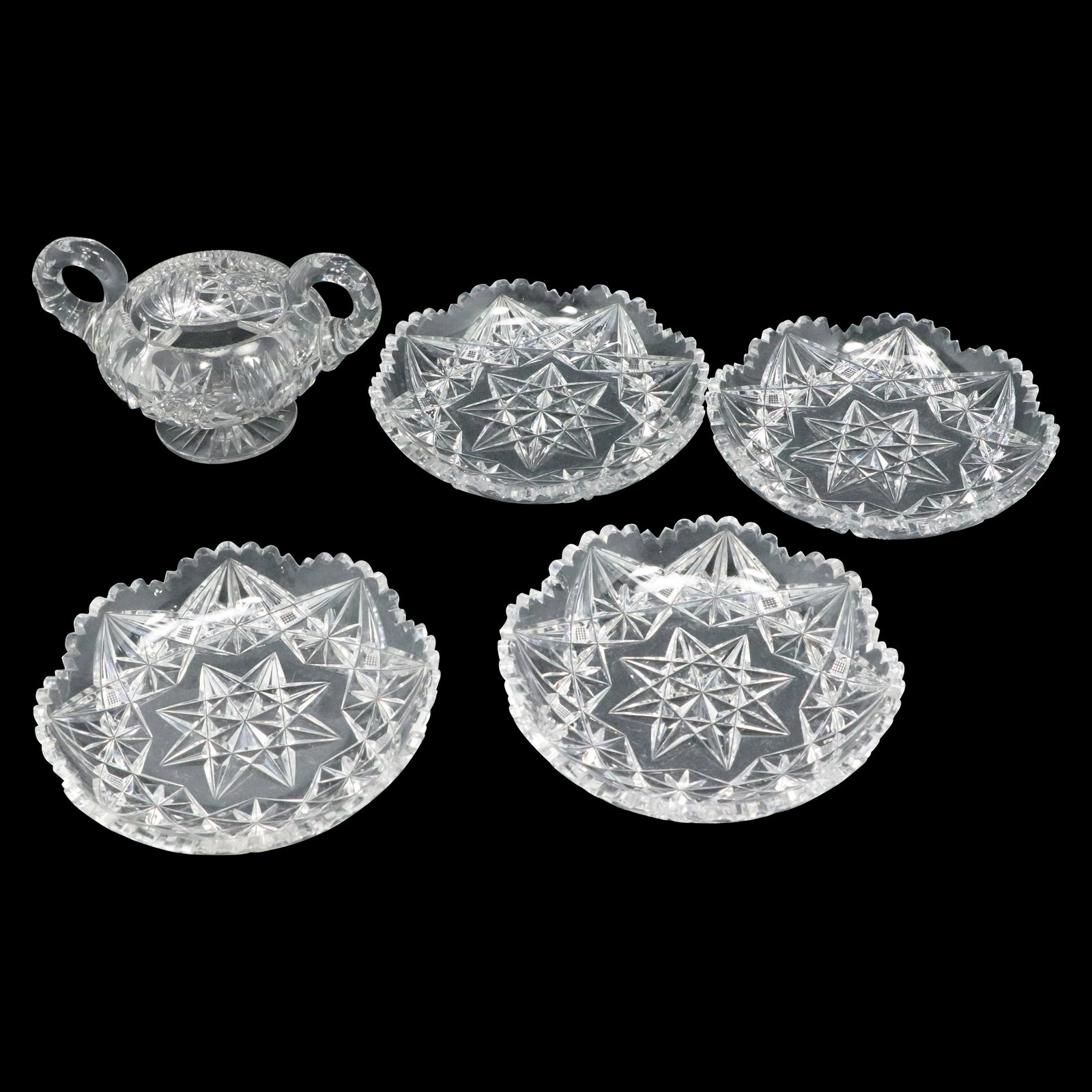 5 Elegant Cut / Pressed Glass Dishes, Sugar Bowl (1 of 12)