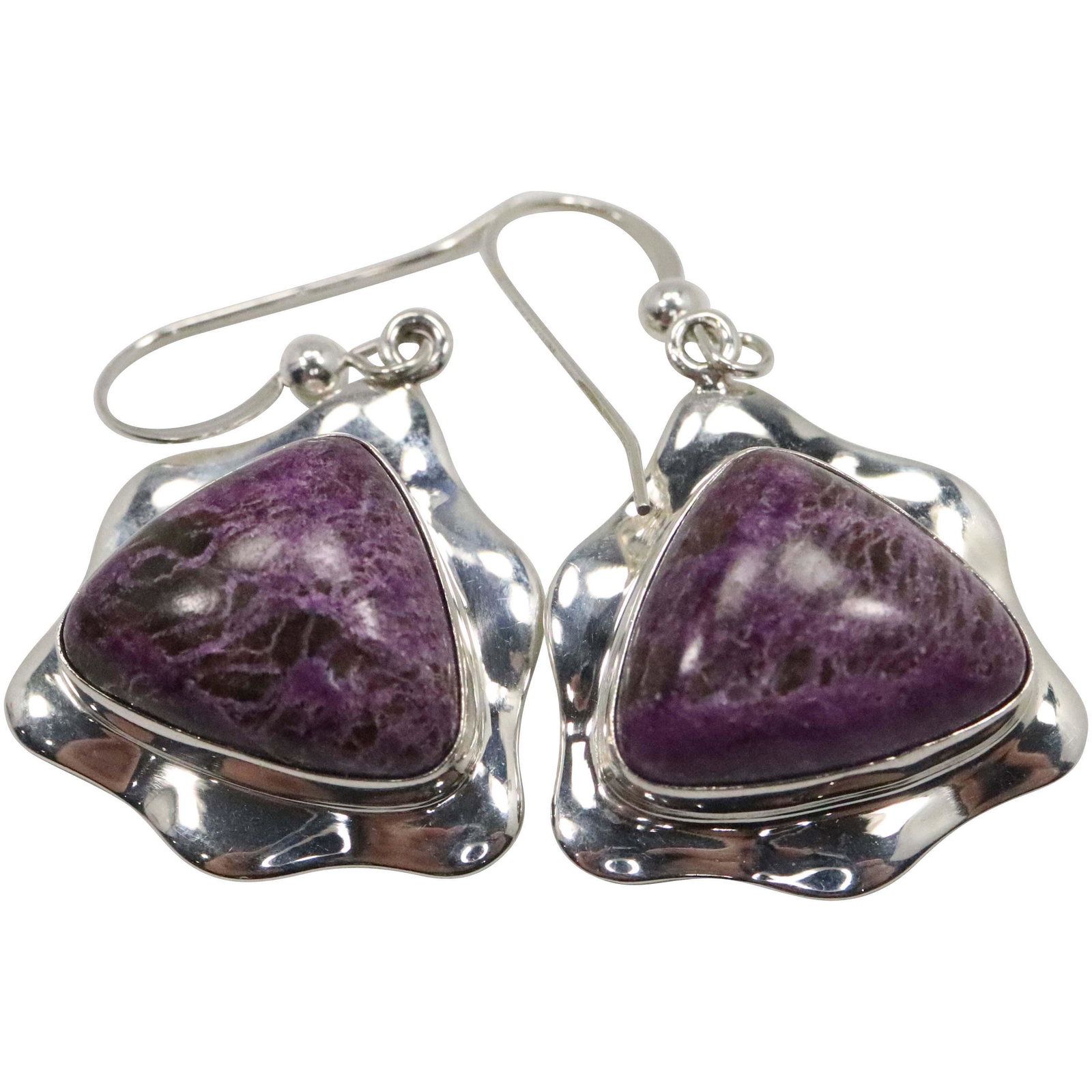 .925 Sterling Silver Purple Turquoise Earrings (1 of 5)