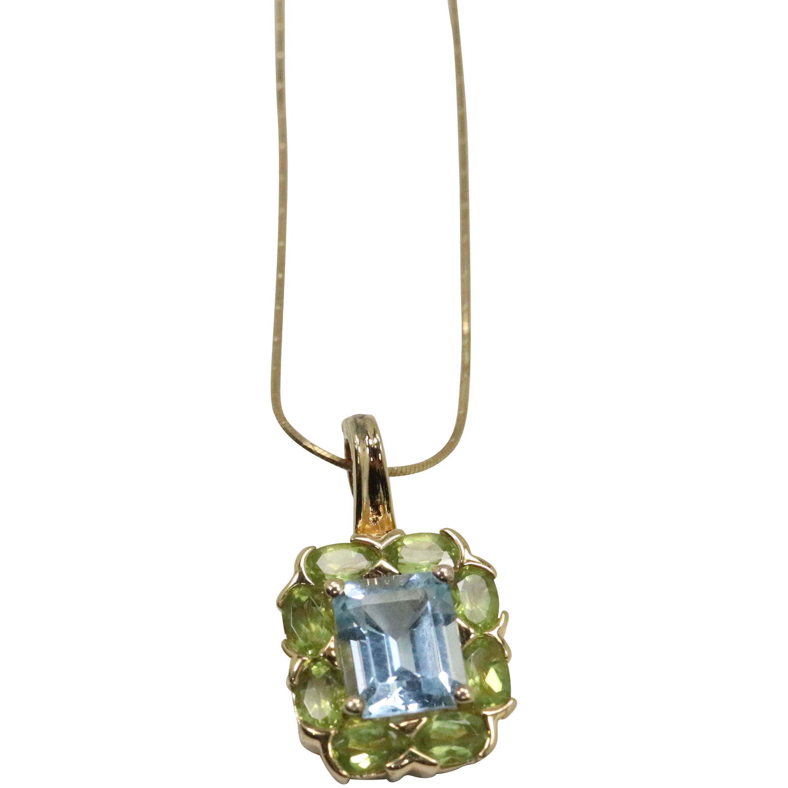 .925 Sterling Silver Peridot & Topaz Pendant Necklace (1 of 7)