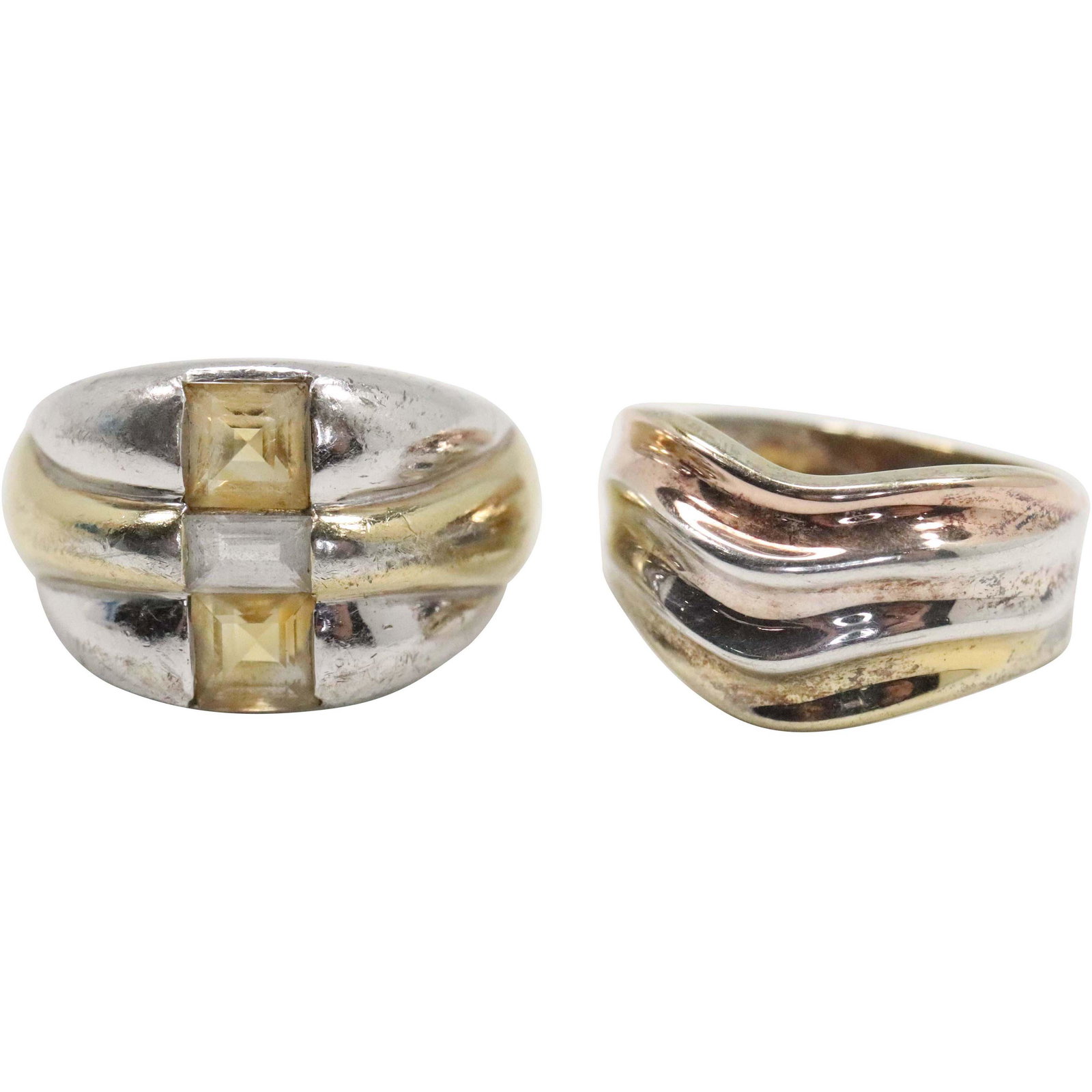 [2] .925 Sterling Silver Rings: Both Tri-Color (1 of 7)