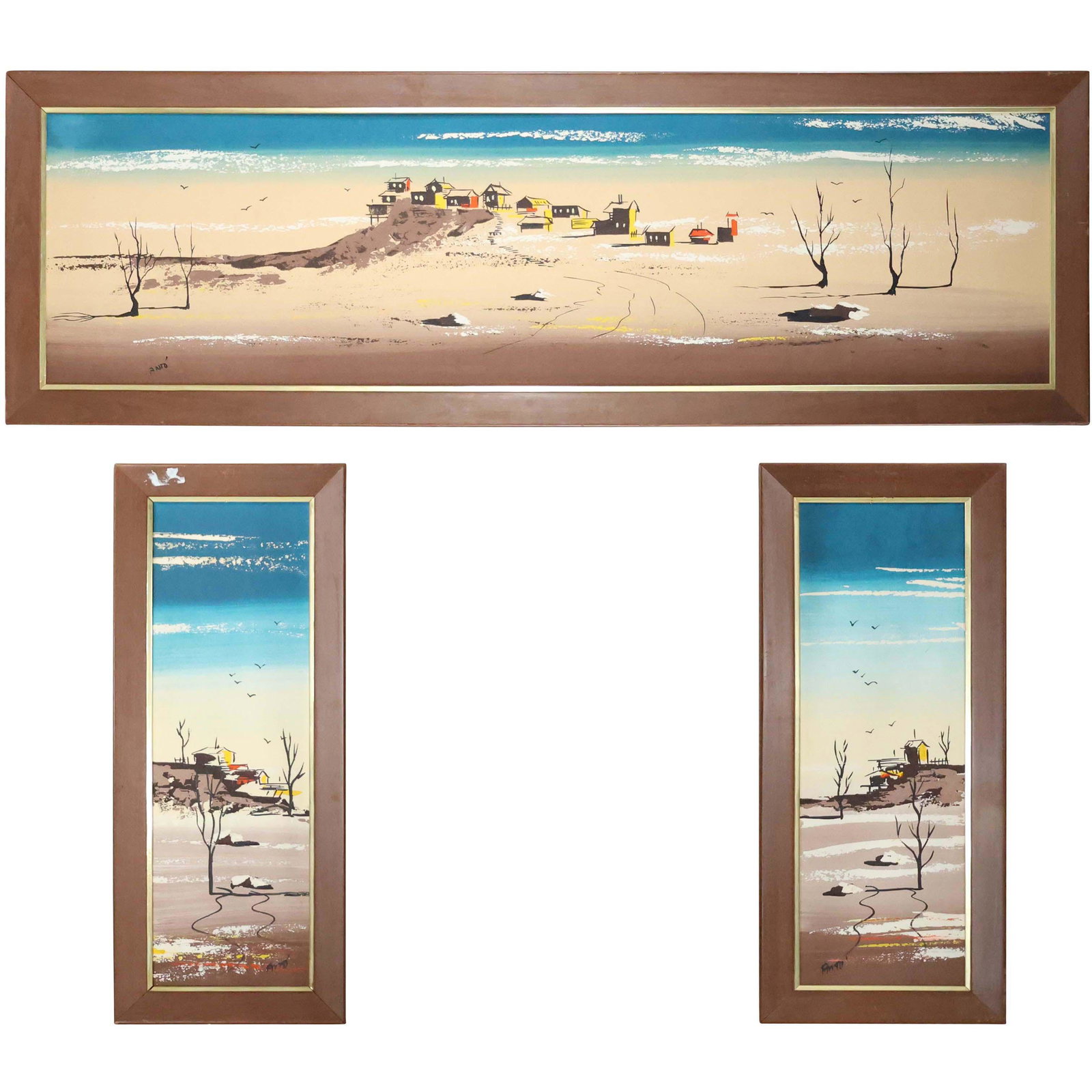 Avito [3] Mid-Century Modern Oil Paintings Triptych Set (1 of 14)