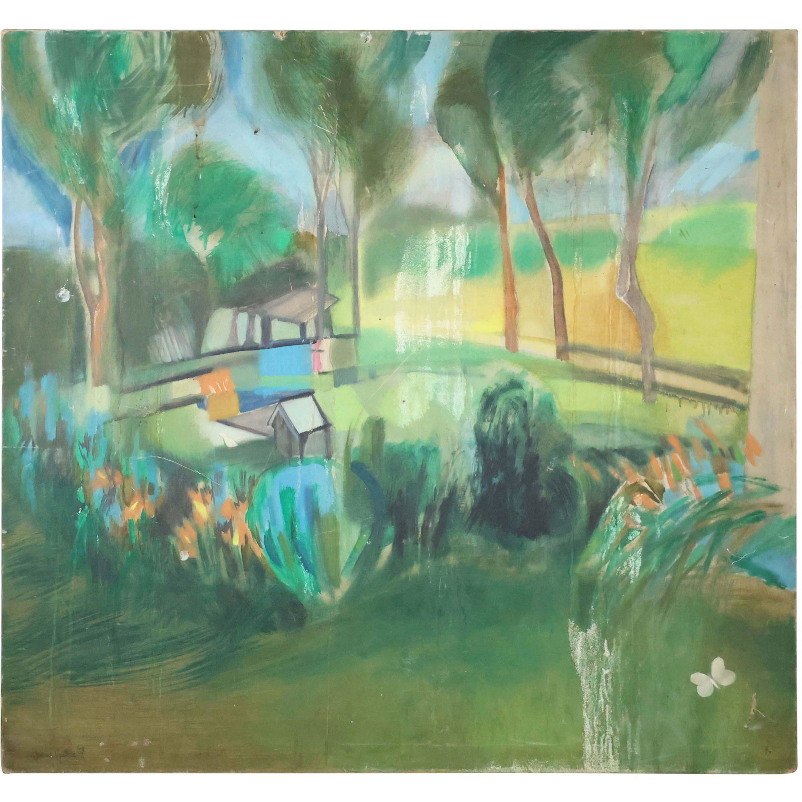 Jeanne Epstein 1959 Oil Painting Garden /Park Landscape (1 of 11)