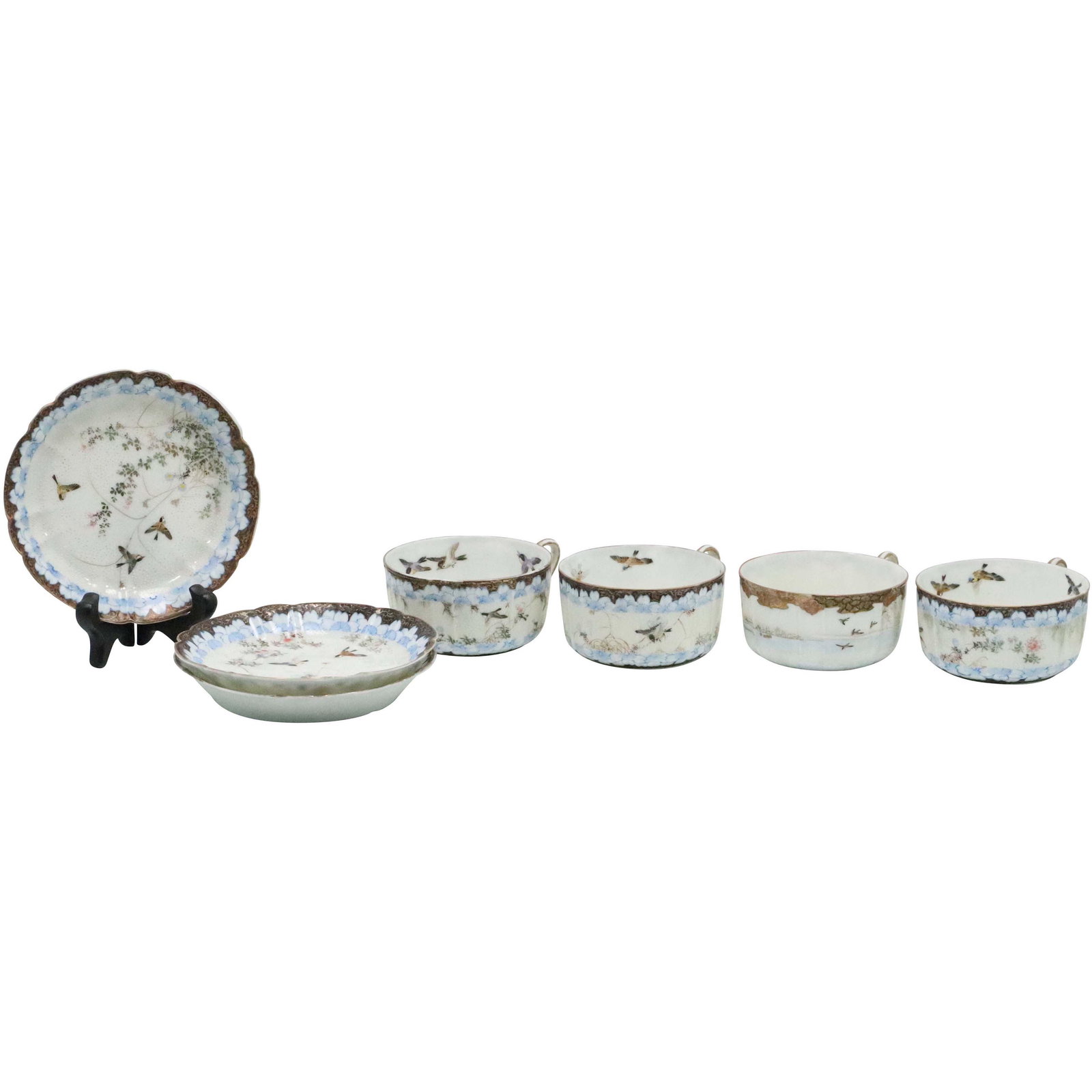 [7] Fine Japanese Kutani Porcelain Plates Cups w/ Birds (1 of 15)