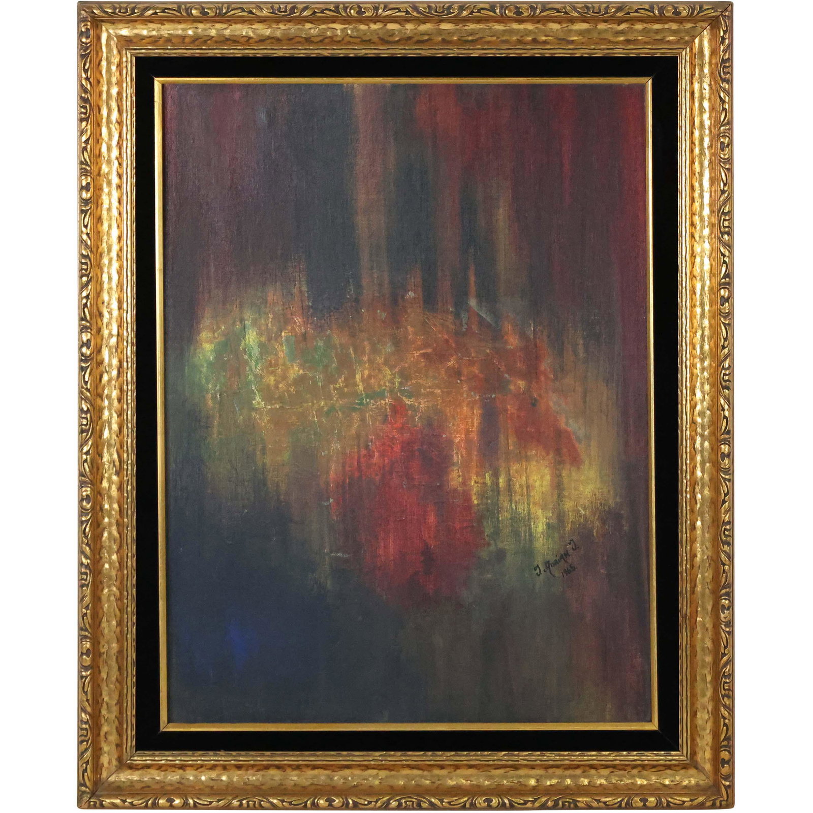 J Adrian J 1965; Mid-Century Abstract Oil Painting (1 of 8)