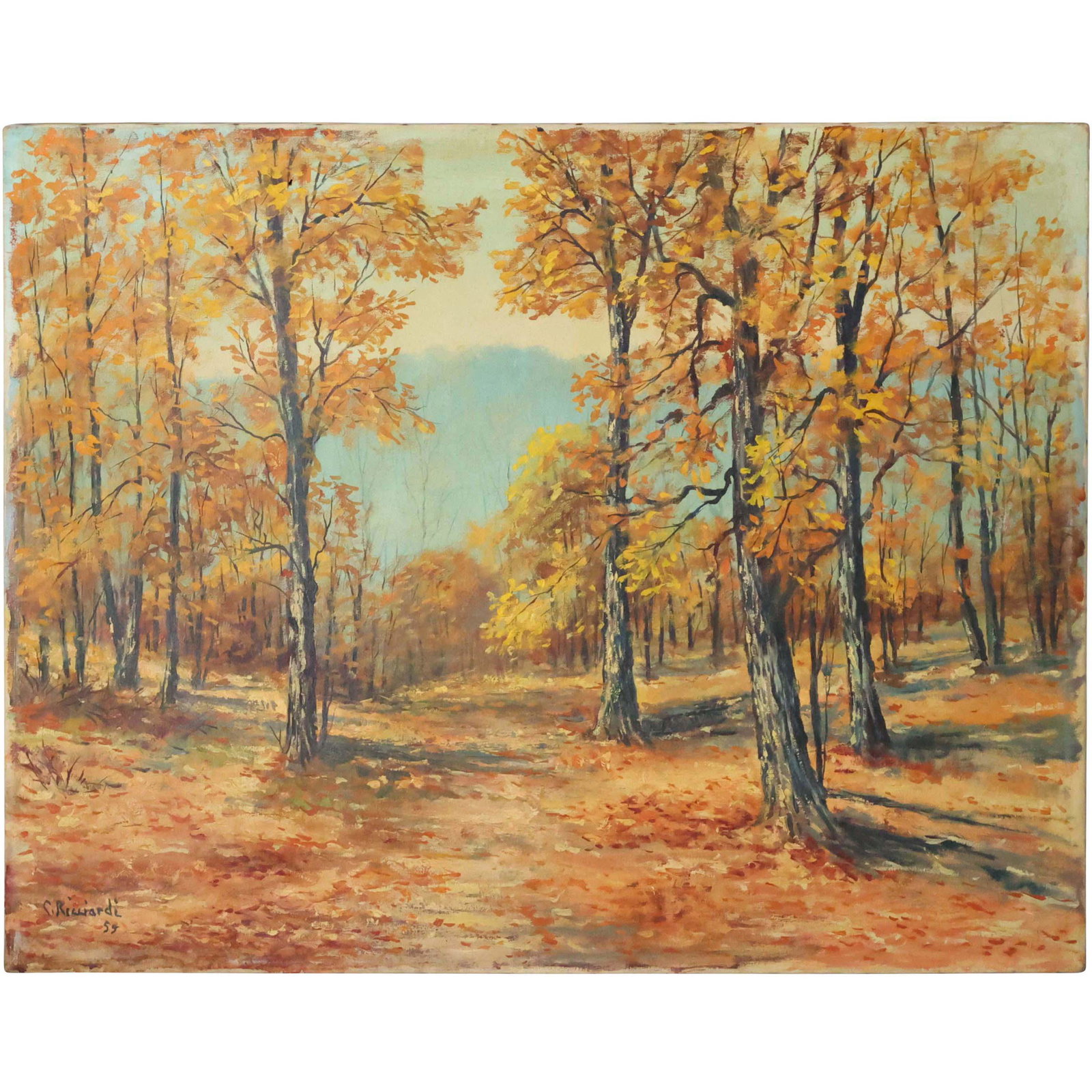 Cesare Ricciardi 1955; Oil/c Painting Autumn Landscape (1 of 8)