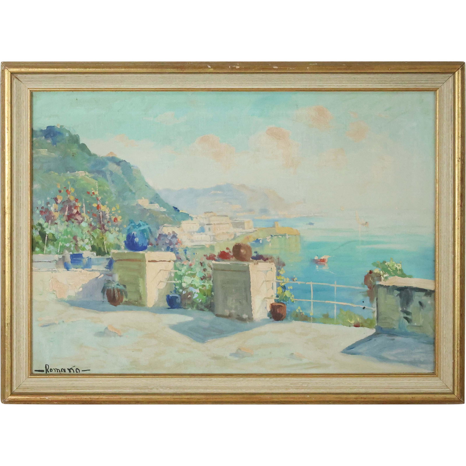 Romano, Oil/c Italian Villa Balcony Overlooking Sea (1 of 9)