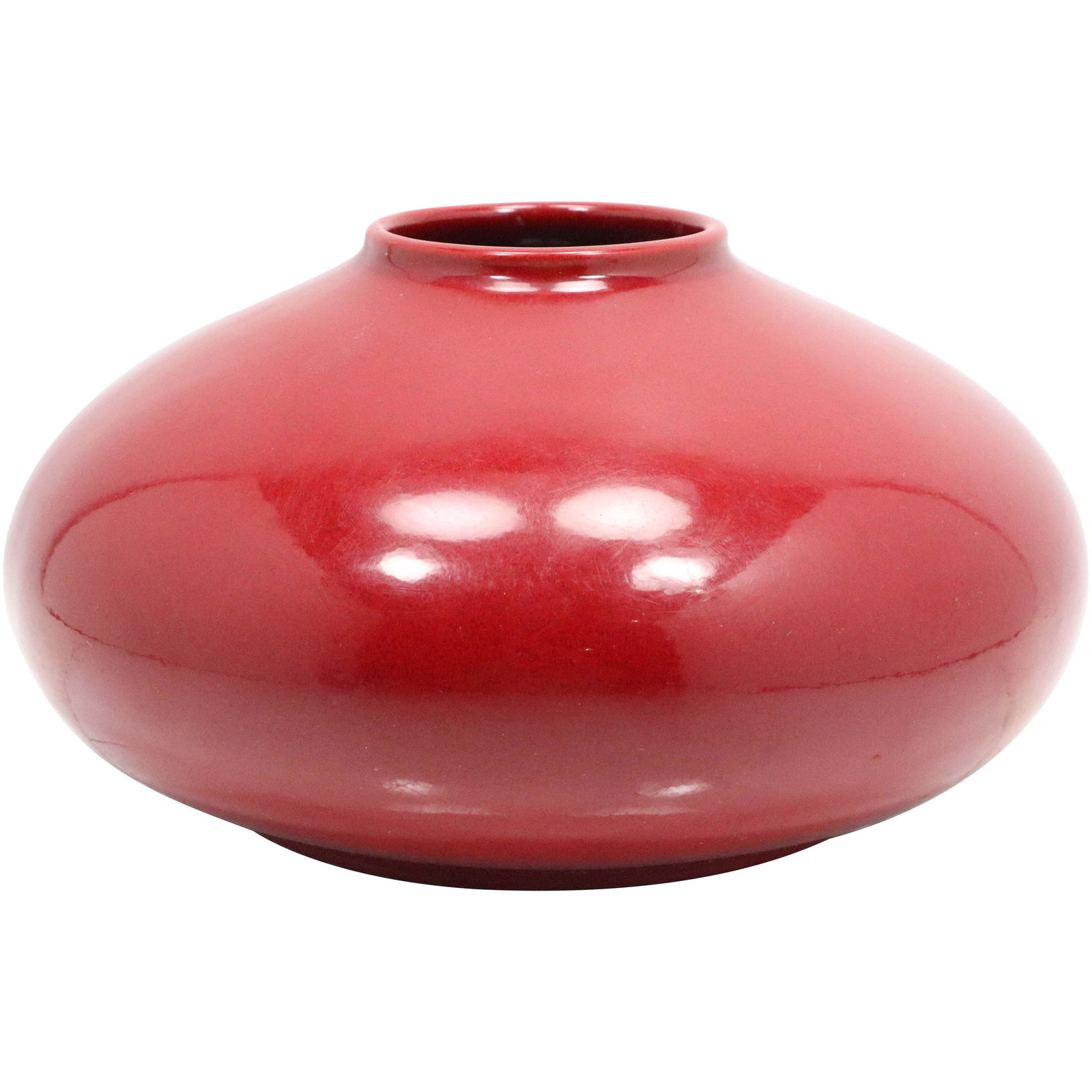 Red Glaze Ceramic Low Squat Vase (1 of 8)