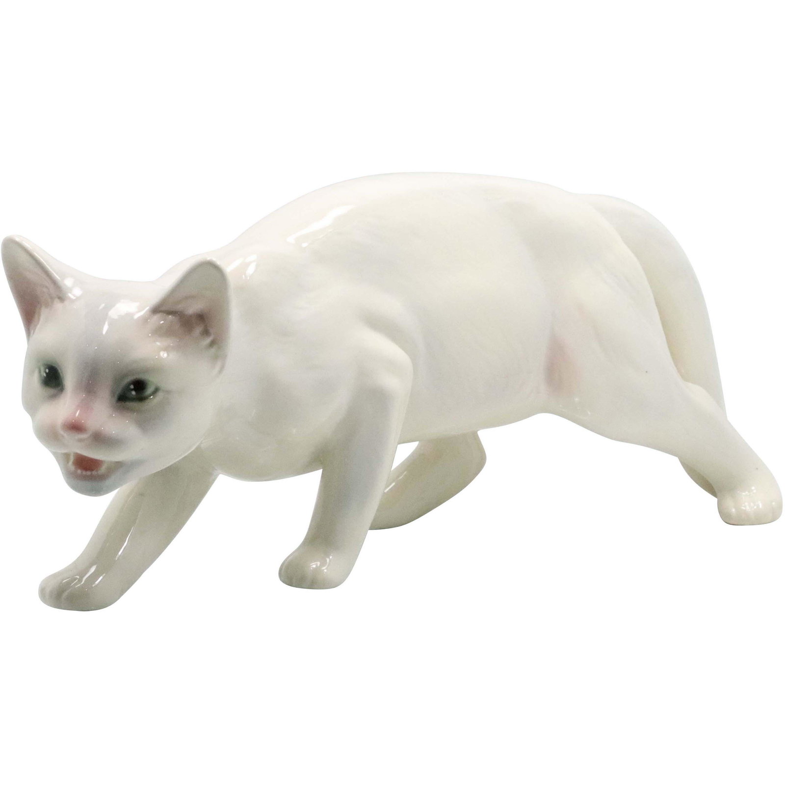 Large White Porcelain Cat Figure marked Made in Austria (1 of 9)