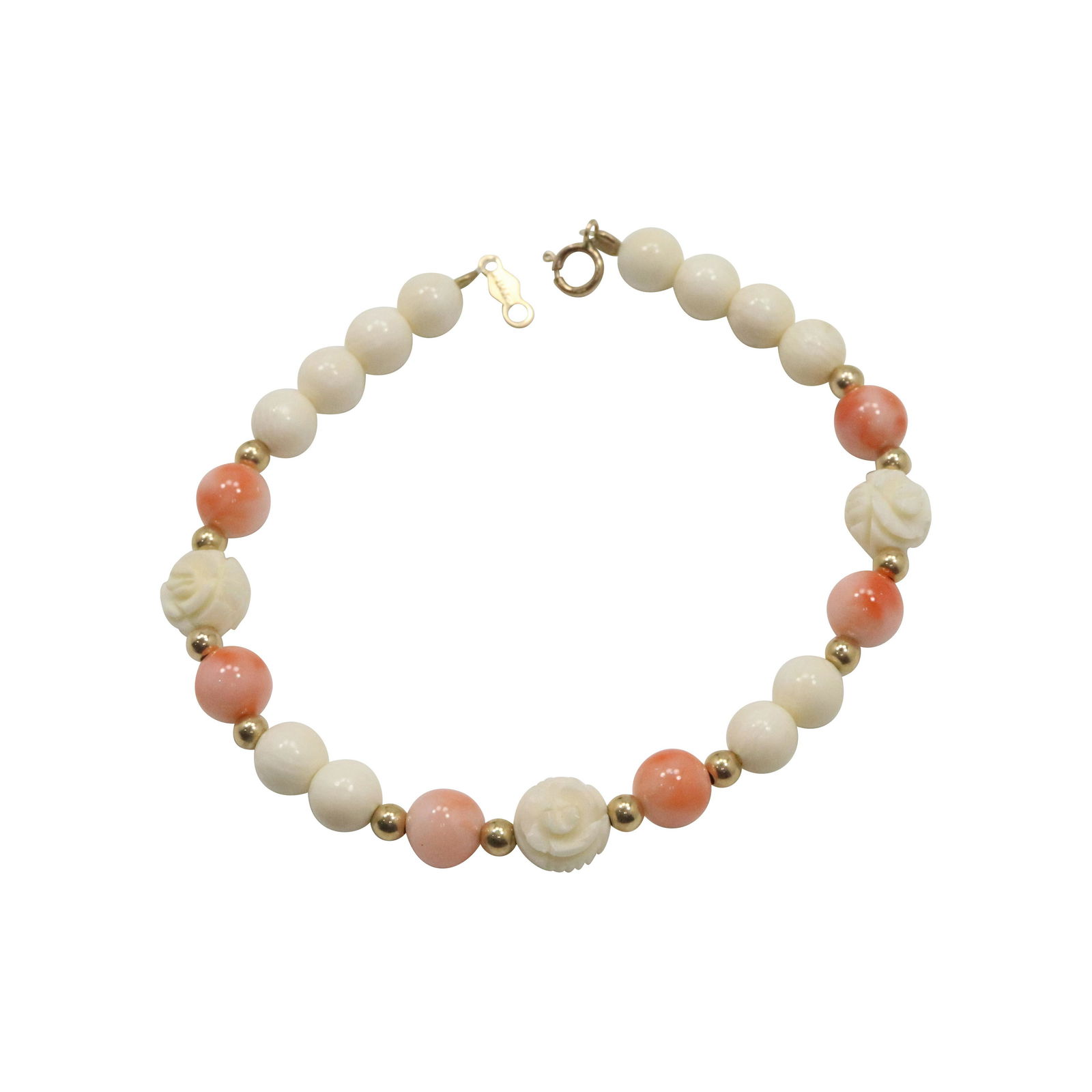 14K Gold Angel Hair Coral Bracelet & 14K Pearl Pin (1 of 4)