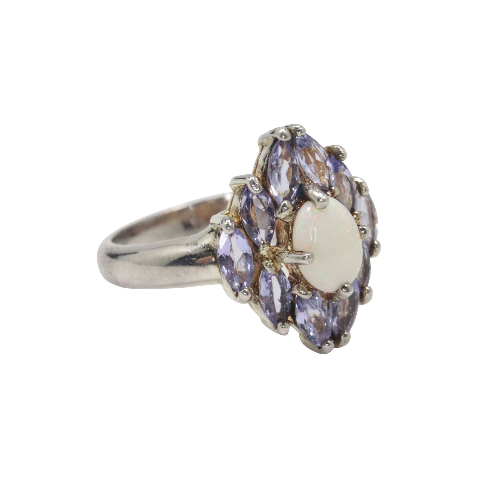 .925 Sterling Silver Tanzanite with Opal Ring Size 8 (1 of 3)