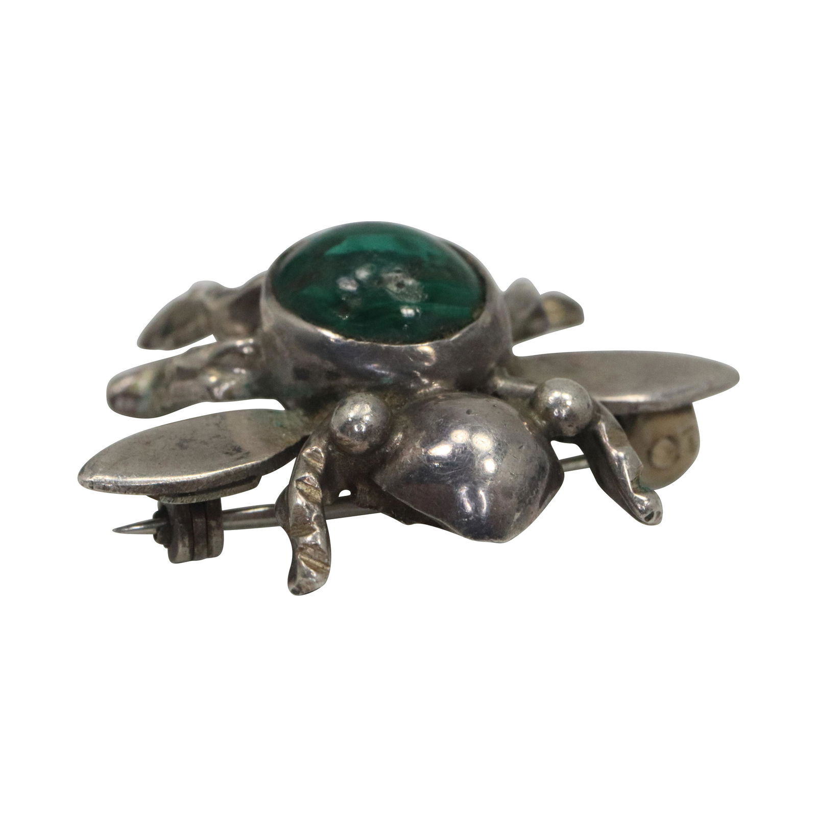 Sterling Silver Insect Bug with Malachite Pin (1 of 4)
