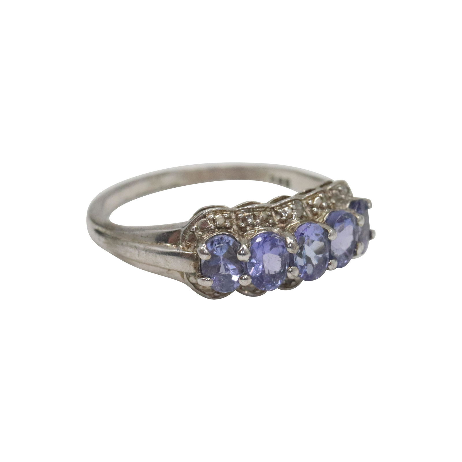 .925 Sterling Silver Tanzanite with Diamonds Ring (1 of 6)