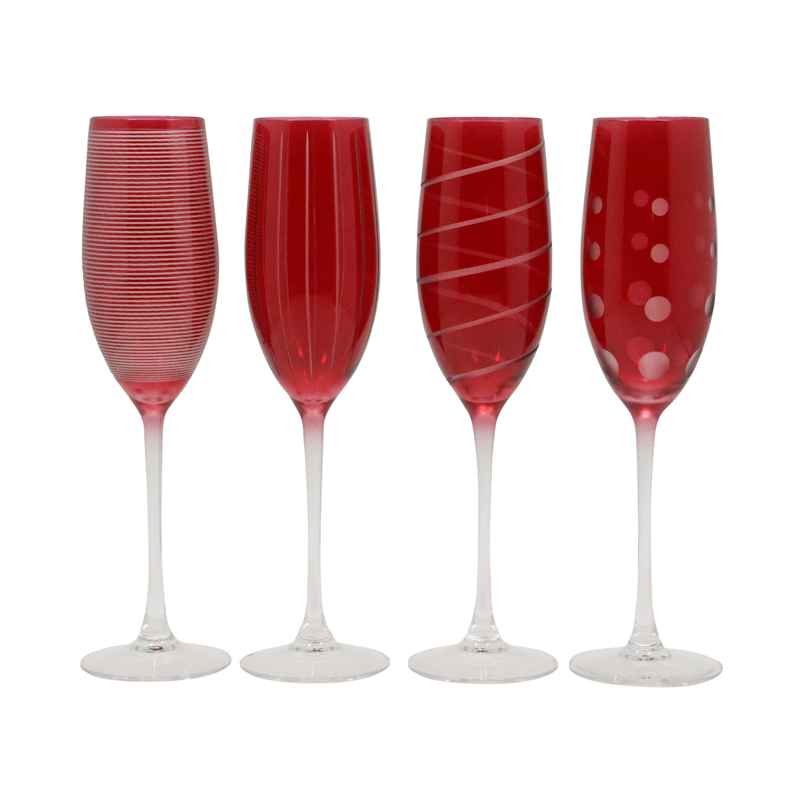 [4] MIKASA Holiday Red Etched Champagne Glass Stemware (1 of 7)