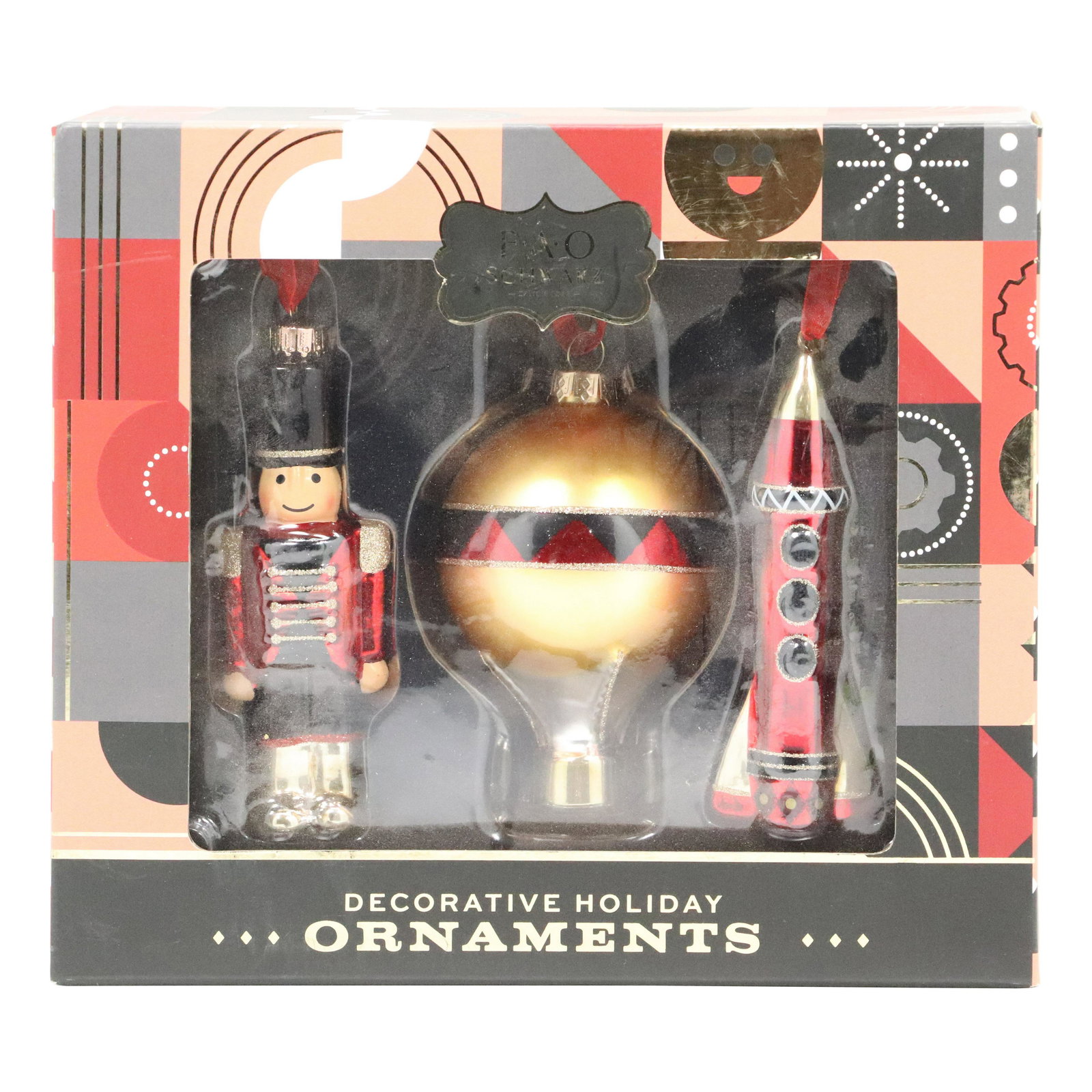 F A O Schwarz NY 3 Unique Christmas Ornaments in Box (1 of 6)