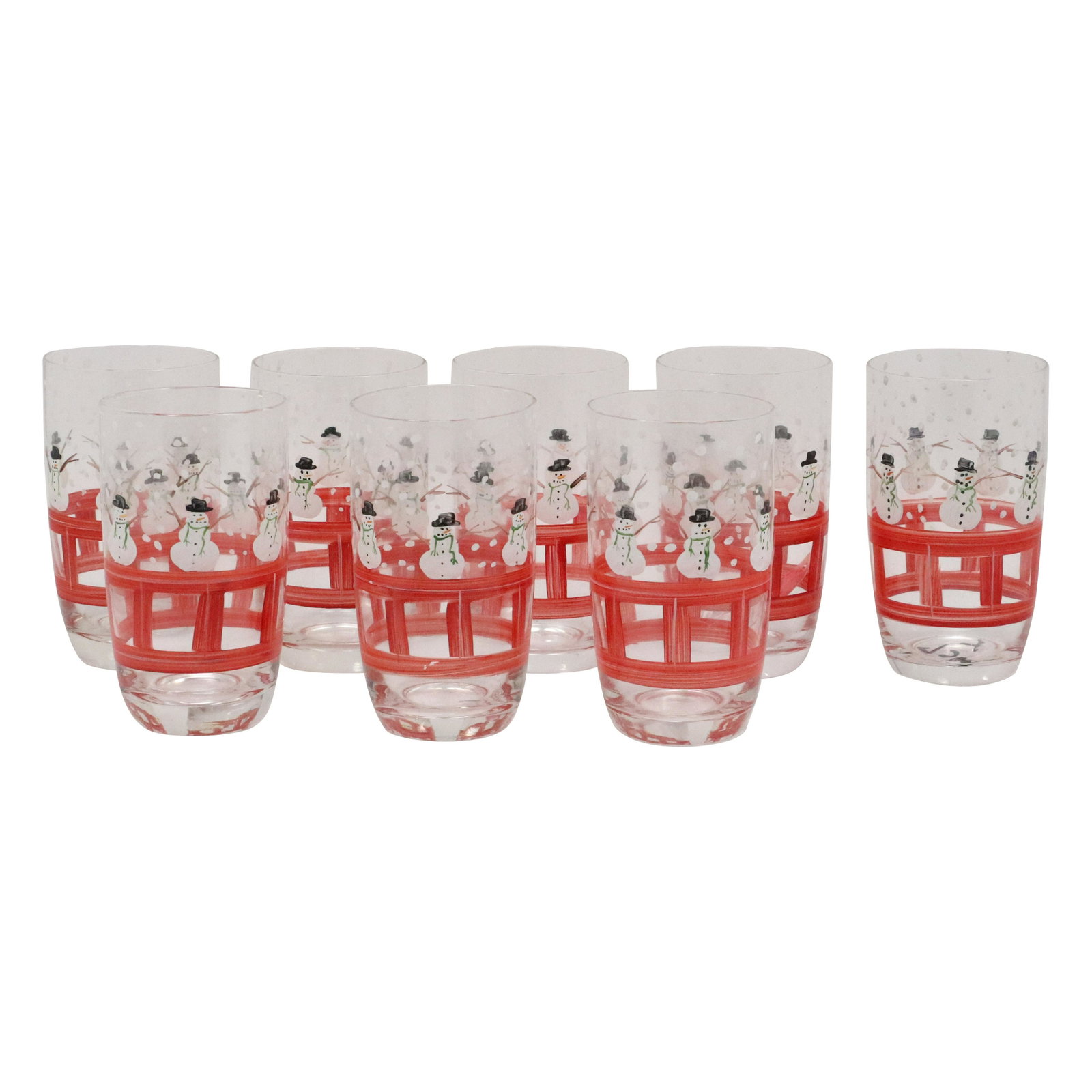 [8] Christmas Holiday Drinking Glasses with Snowmen: [8] Christmas Holiday Drinking Glasses with Snowmen. size: 5.5h 3w