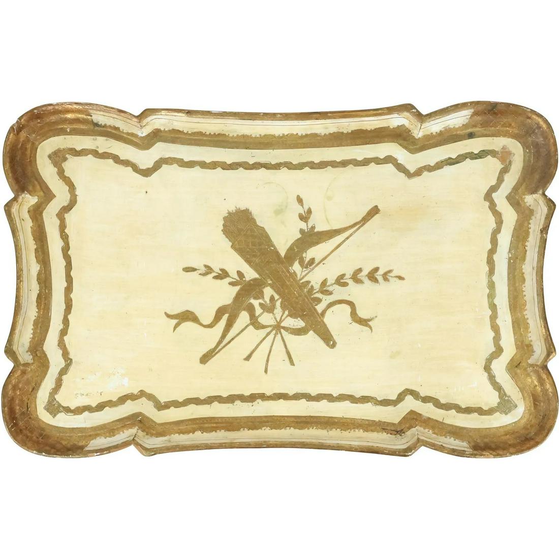 Vintage Italian Wooden Florentine Rectangle Gold Tray (1 of 4)