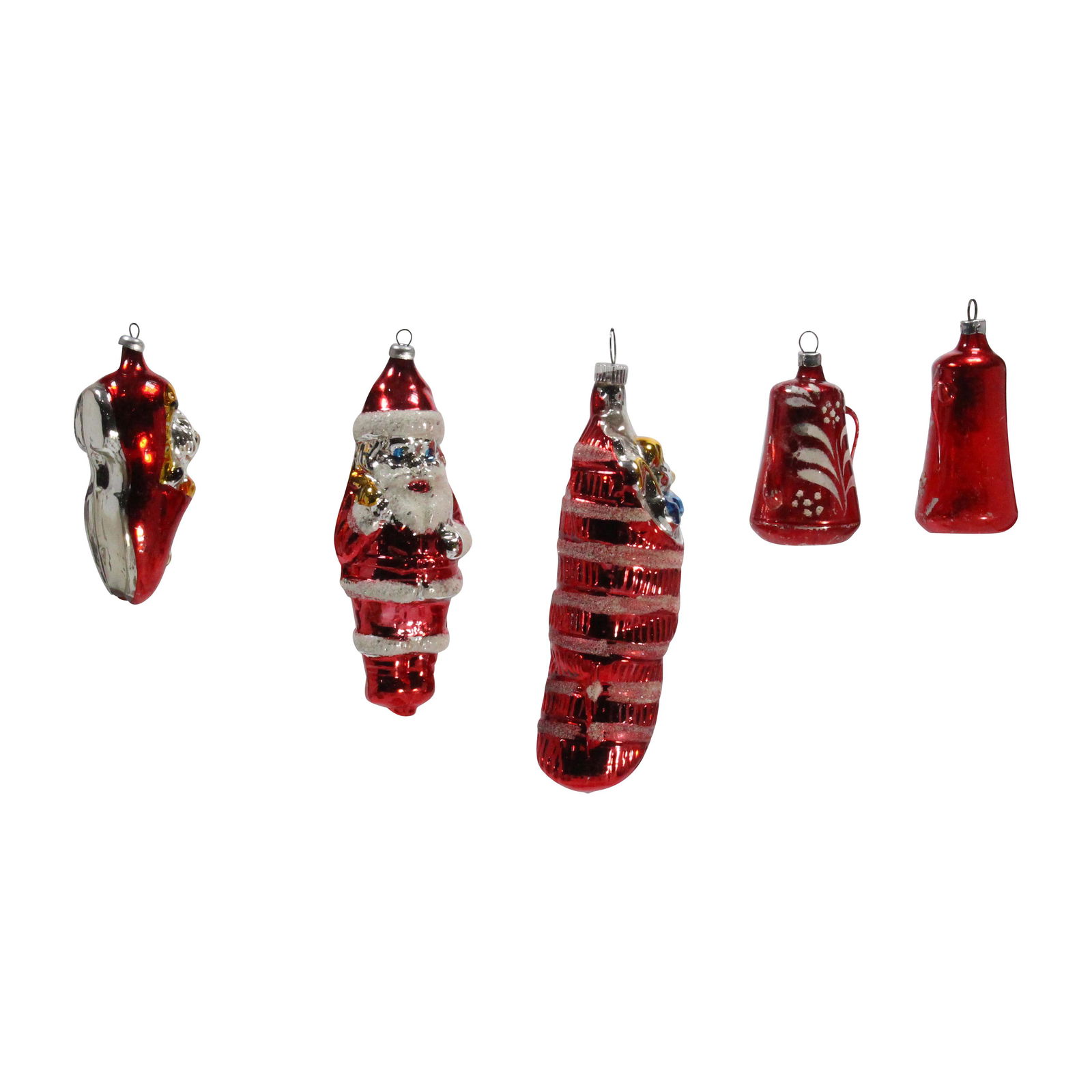 [5] Assorted Red Glass Figural Christmas Ornaments (1 of 14)