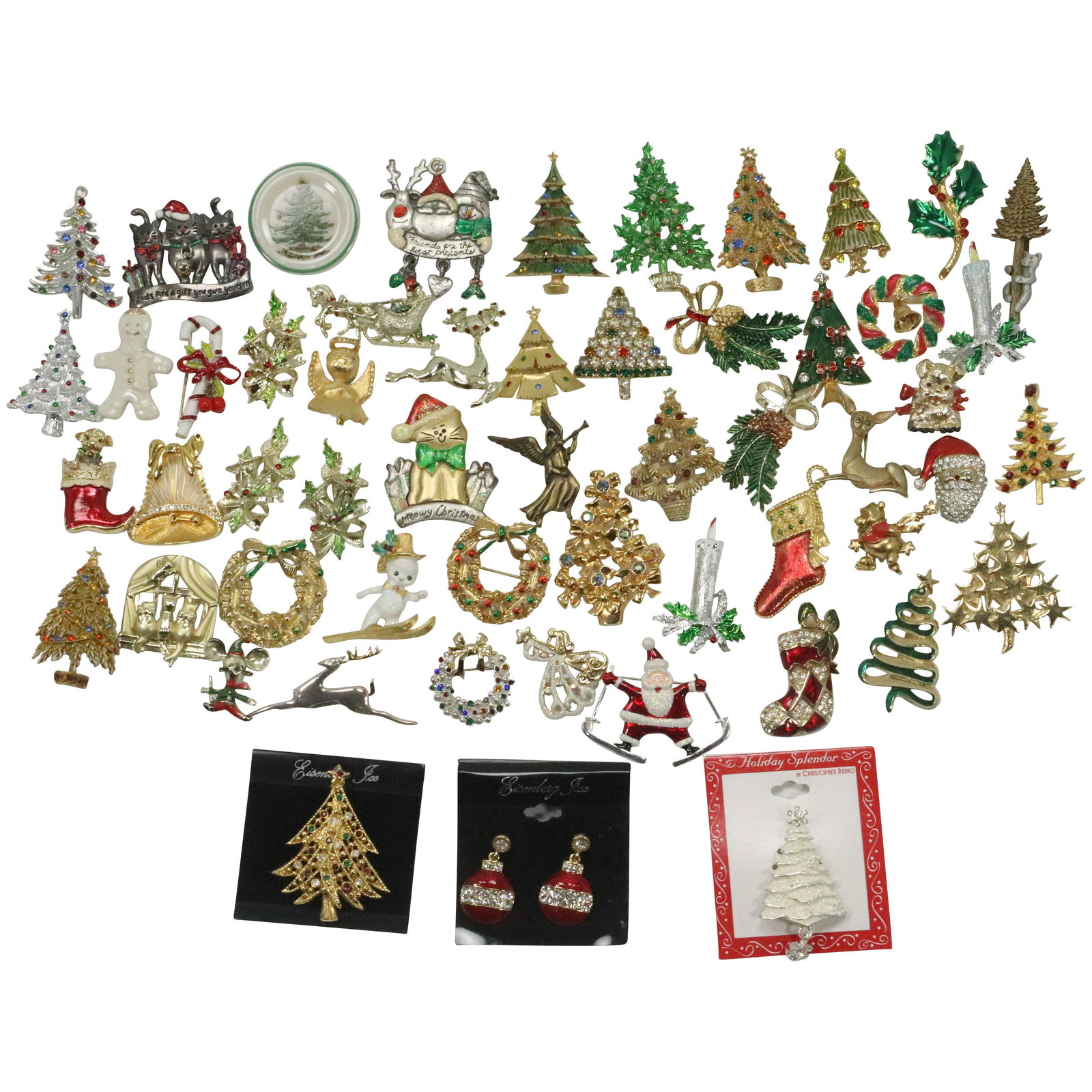 55 Pcs Designer Signed Christmas Costume Jewelry Pins (1 of 18)