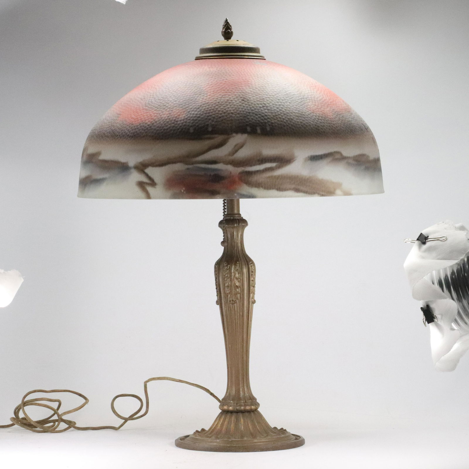 Pittsburgh Ice Chipped Glass Shade Reverse Paint Lamp (1 of 20)