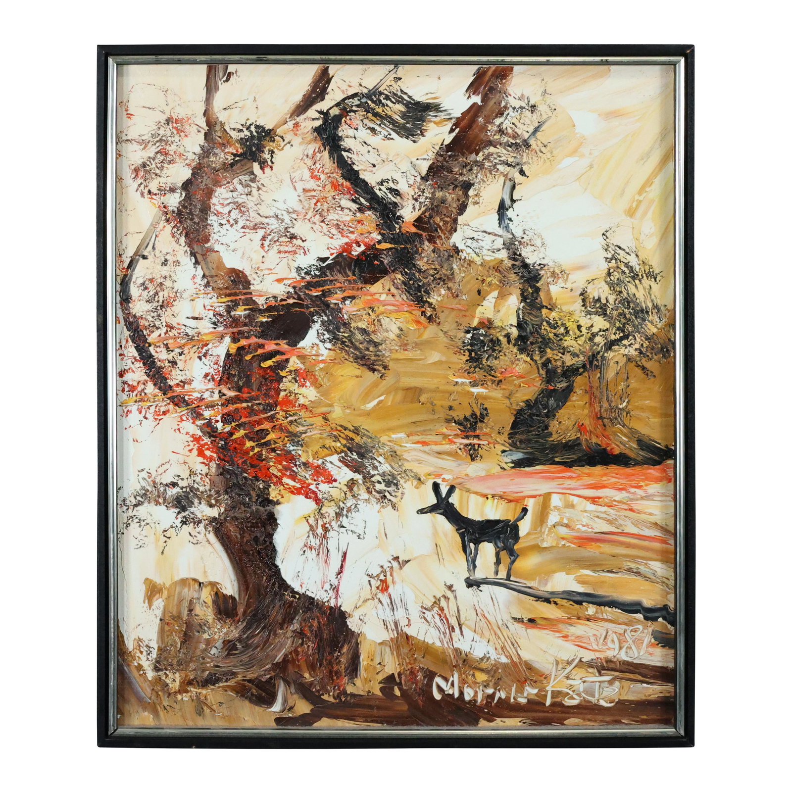 Morris Katz 1981, Jewish American O/b Deer in Landscape (1 of 10)