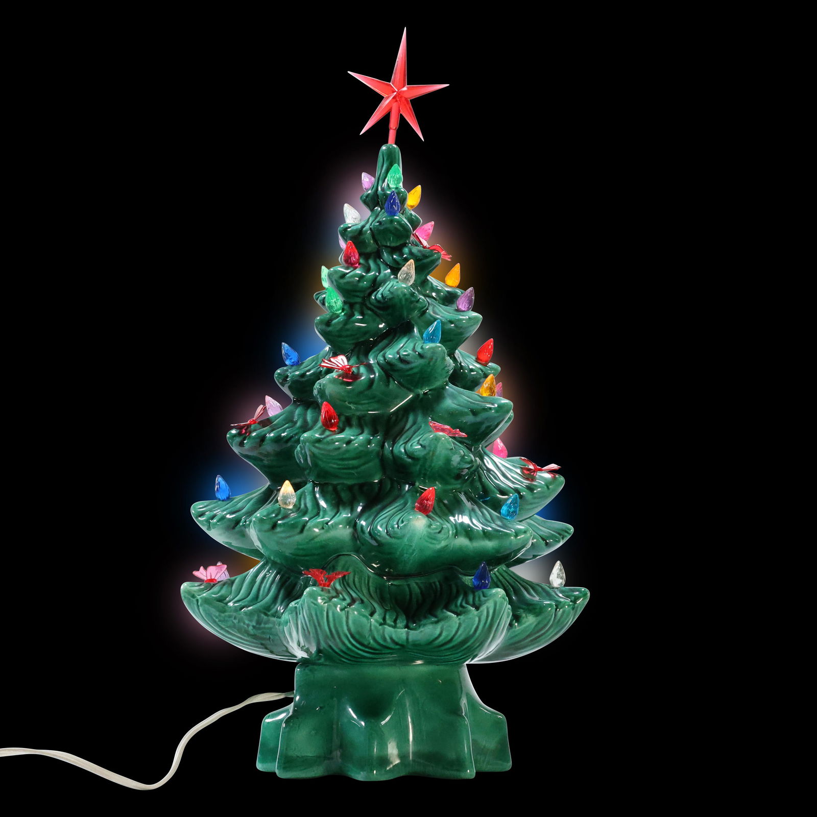 Green Ceramic Light Up Christmas Tree 2-part Marked DJS (1 of 9)