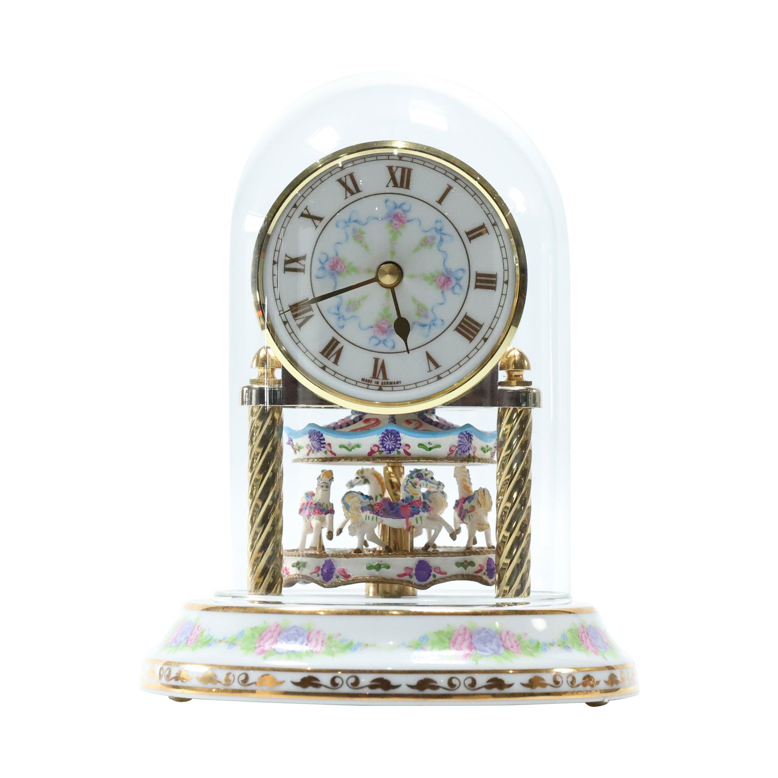 German Porcelain Dial Dome Clock with Carousel (1 of 8)