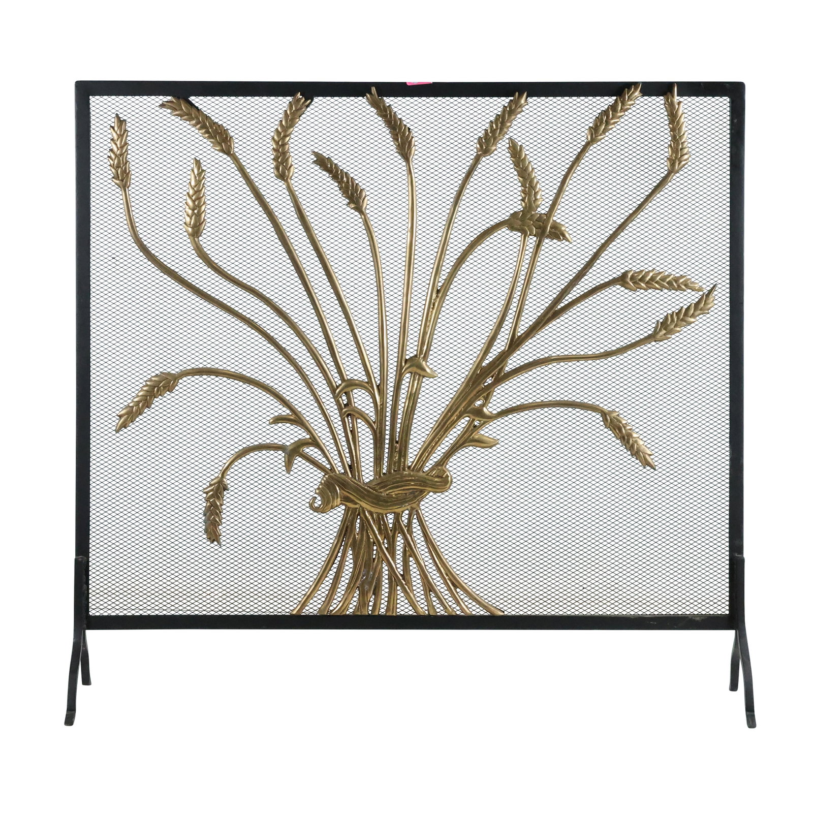 Metal Fireplace Screen Brass Bundle of Wheat Front: Metal Fireplace Screen Brass Bundle of Wheat Front. size: 33 x 35