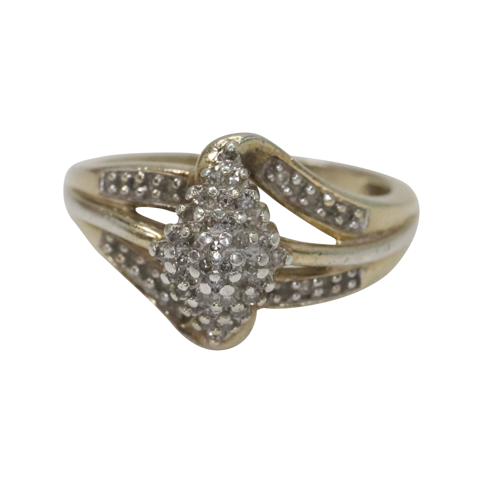 .925 Sterling Silver Vermeil Diamonds Cocktail Ring (1 of 6)