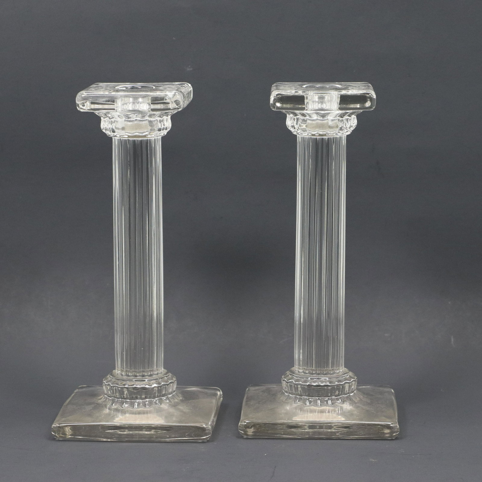 [2] Glass Classical Roman Column Candlesticks (1 of 7)