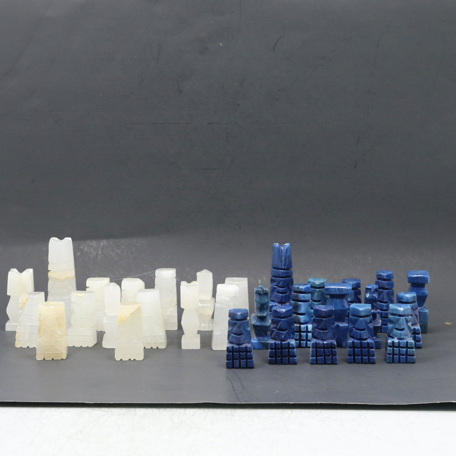 30 Pcs. Blue Lapis & White Onyx Chess Play Pieces (1 of 14)