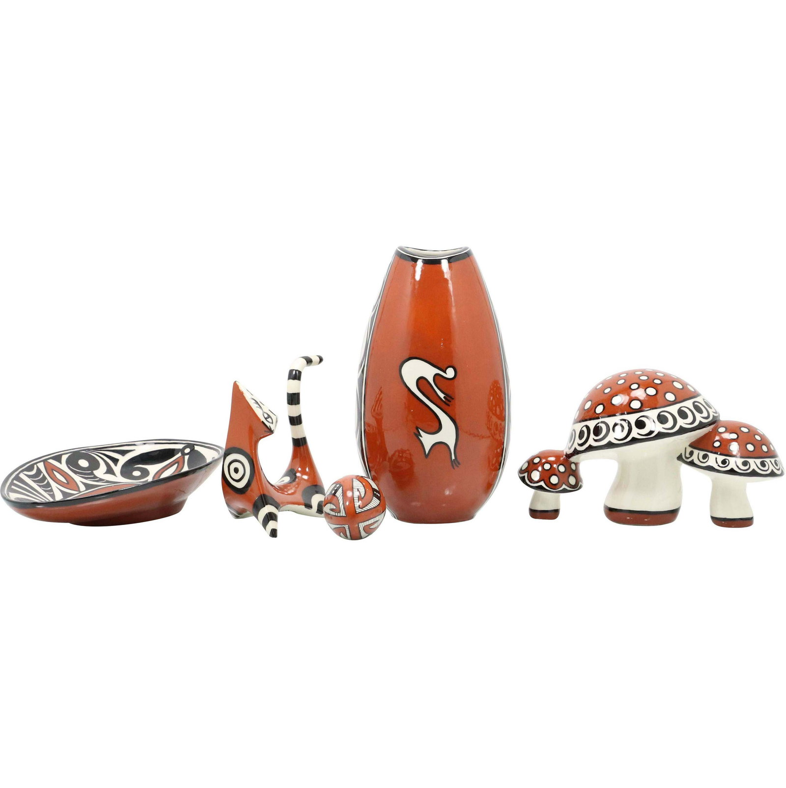 5 Assorted Ukranian Art Pottery Including Set Mushrooms (1 of 20)